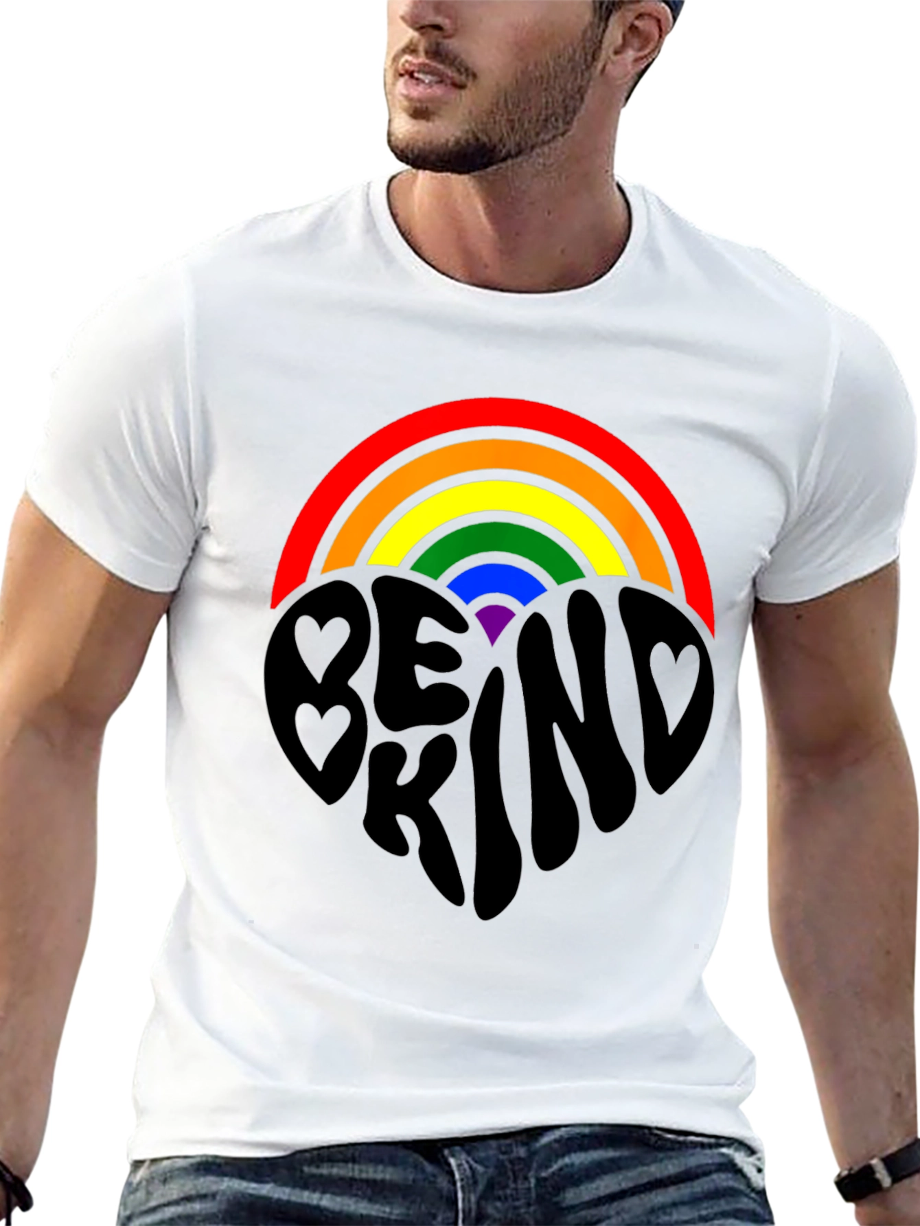 Be Kind Rainbow Heart Graphic Tee