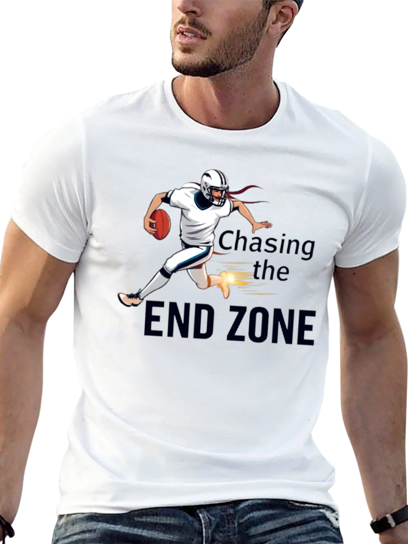 Chasing the End Zone T-Shirt Football Player Graphic Tee