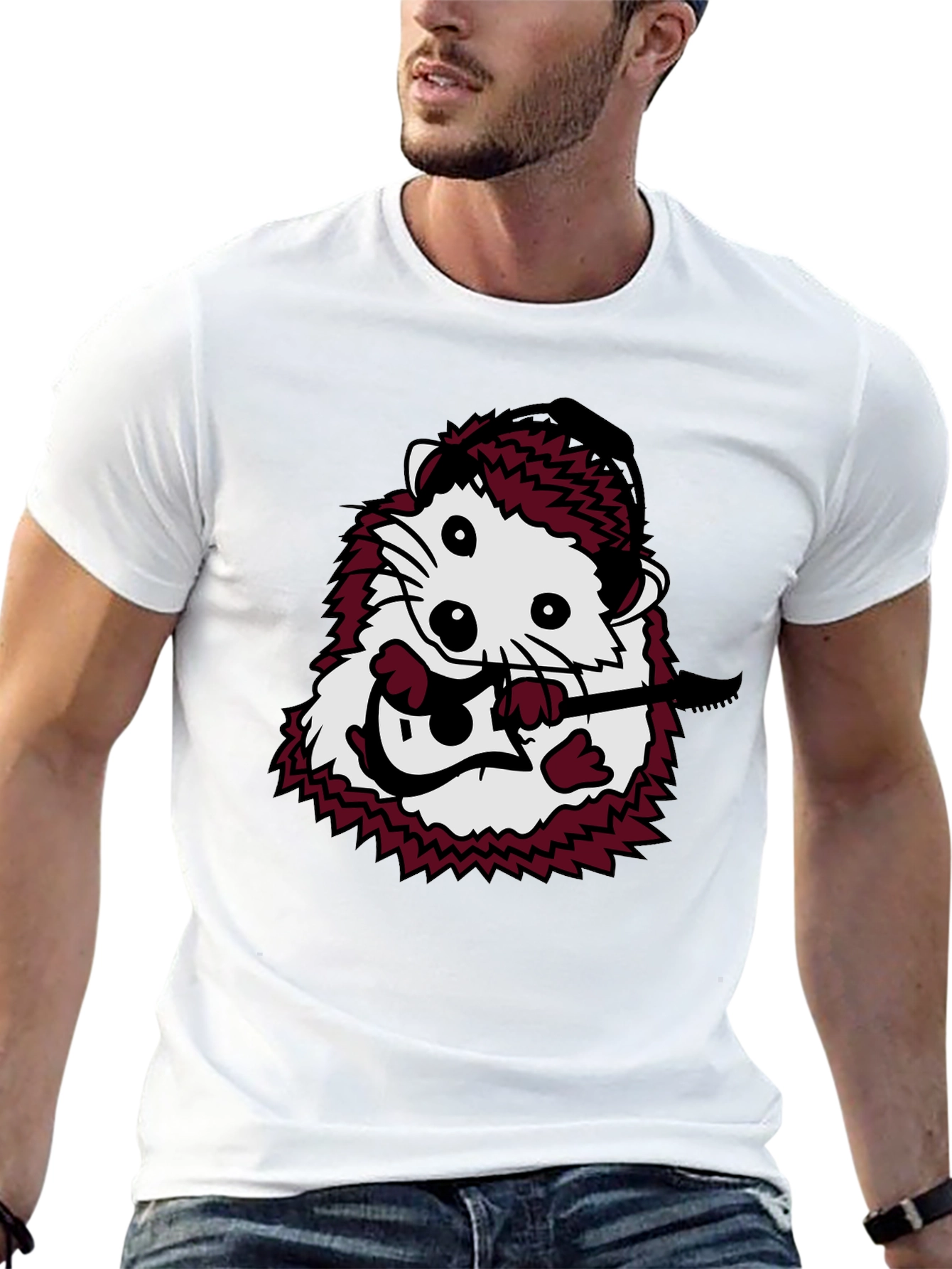 Hedgehog Guitarist Graphic T-Shirt