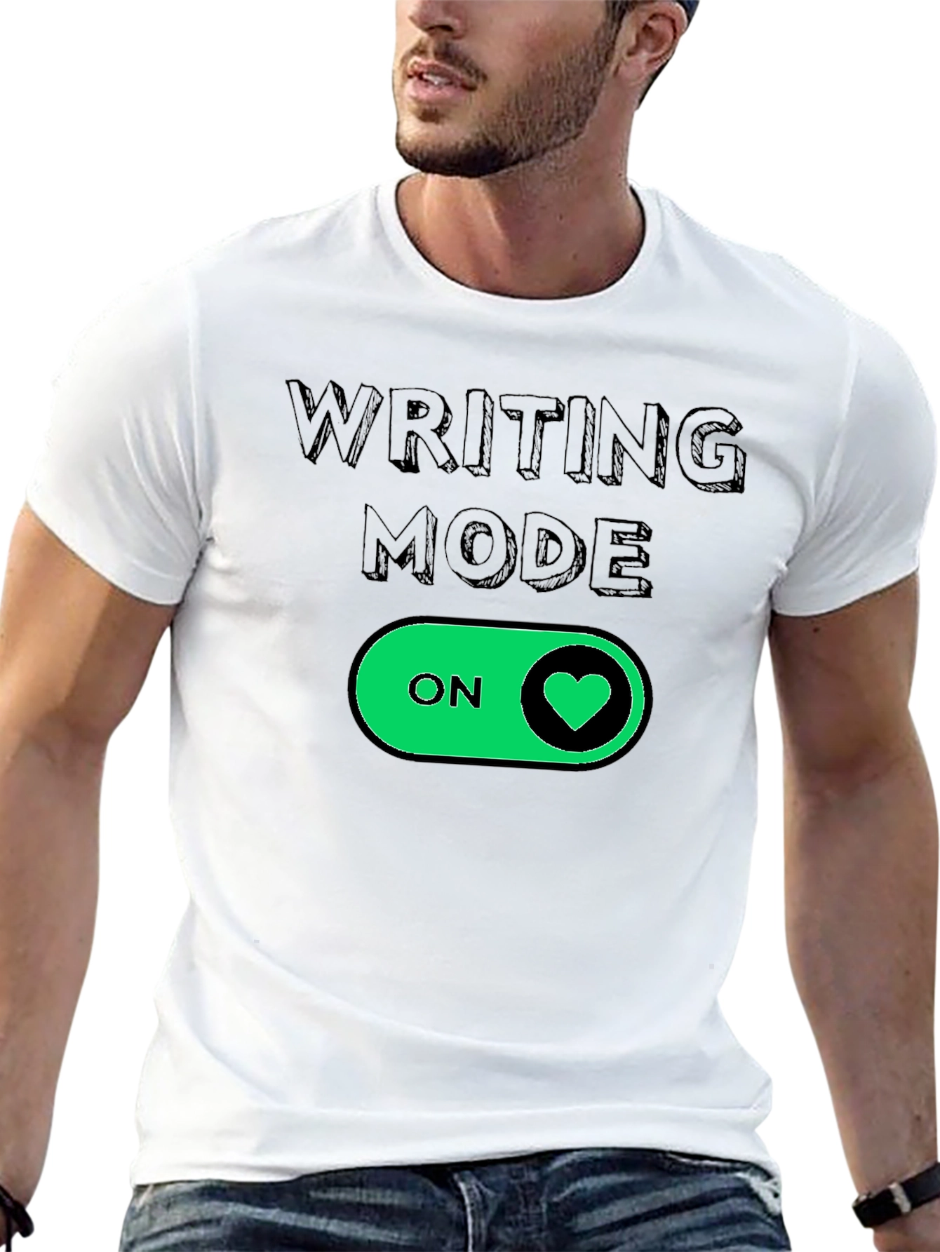 Writing Mode On Heart T-Shirt - Black