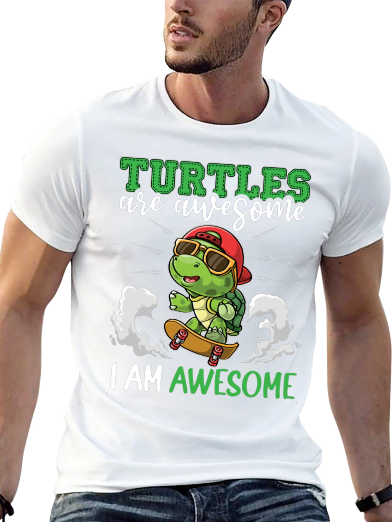 Awesome Turtle Skateboard Graphic T-Shirt