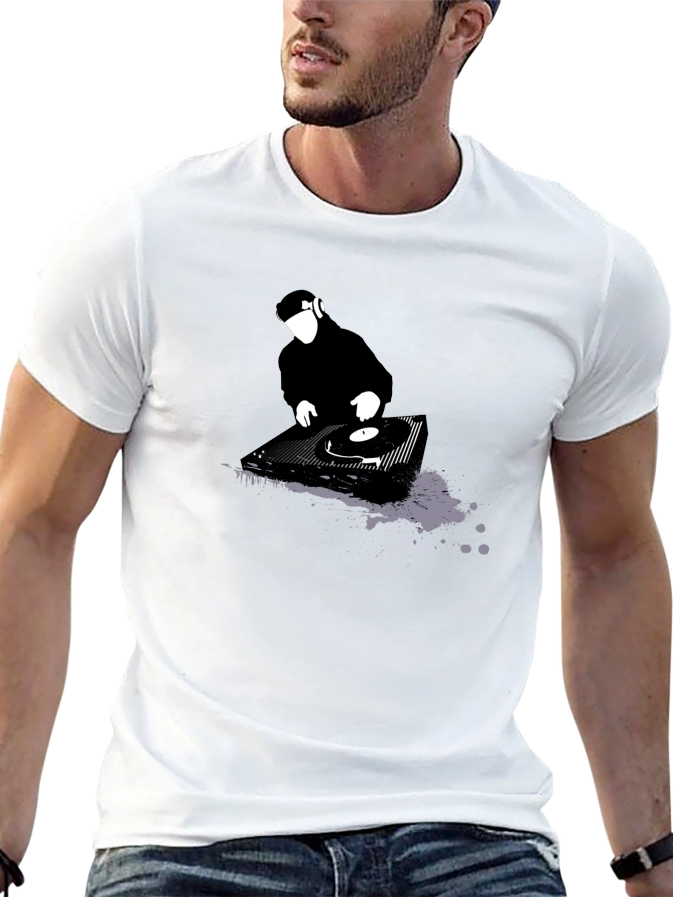 DJ Turntable Graphic T-Shirt - Black Cotton Tee