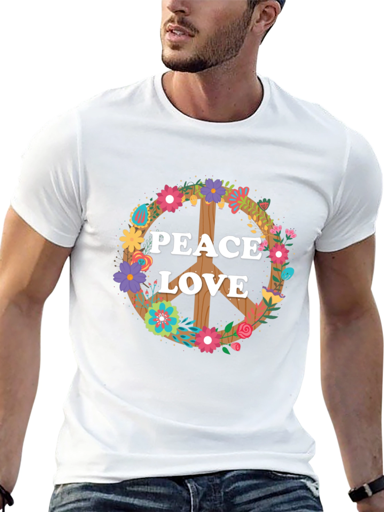 Peace and Love Floral Sign T-Shirt