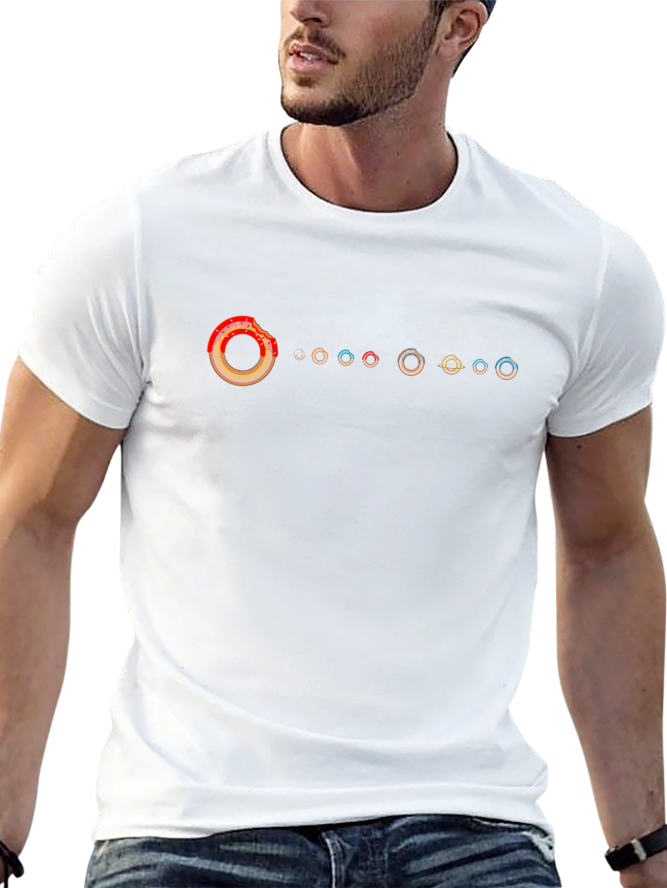 Donut Solar System Black T-Shirt