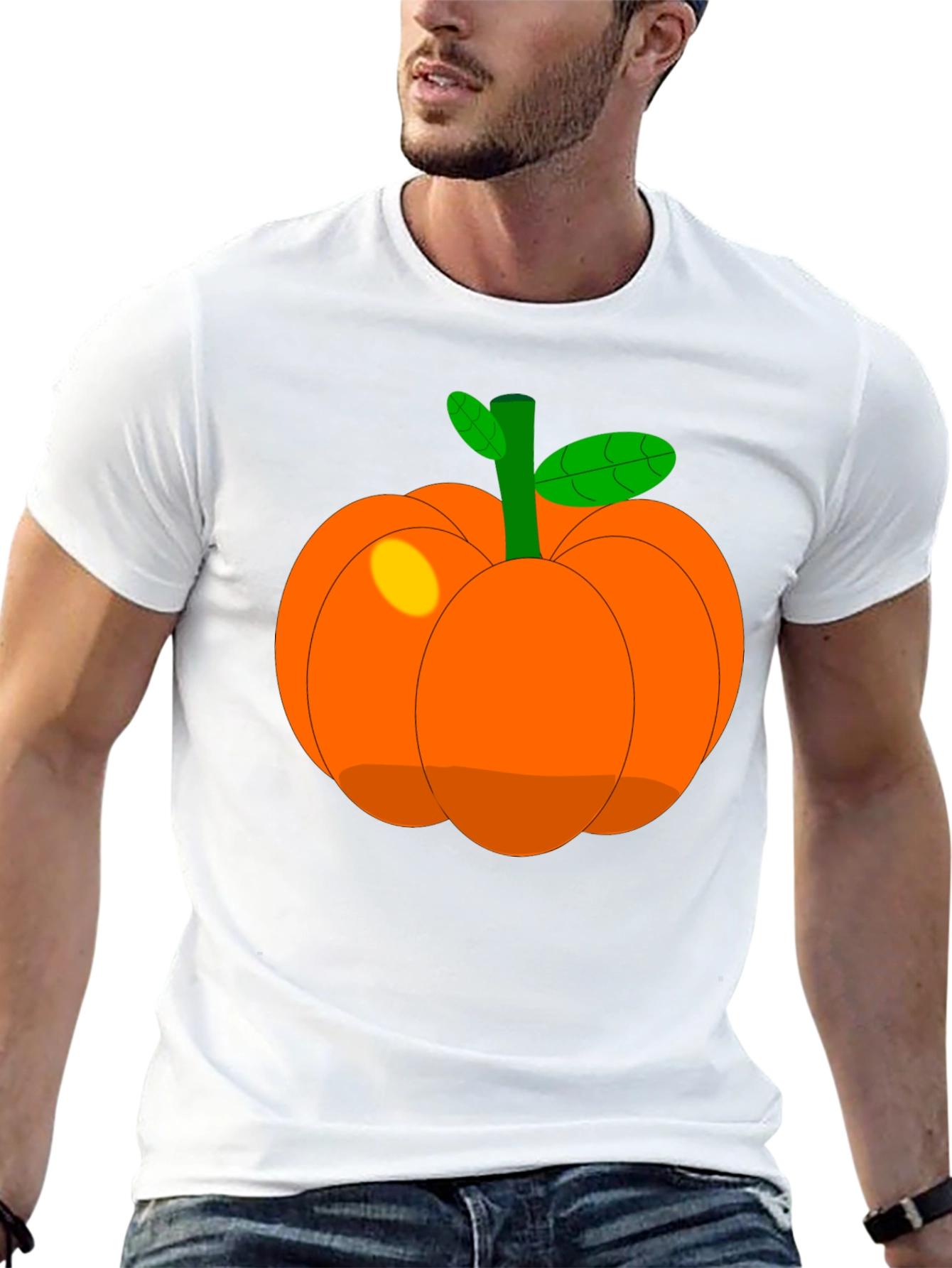 Whimsical Pumpkin Graphic T-Shirt - Black