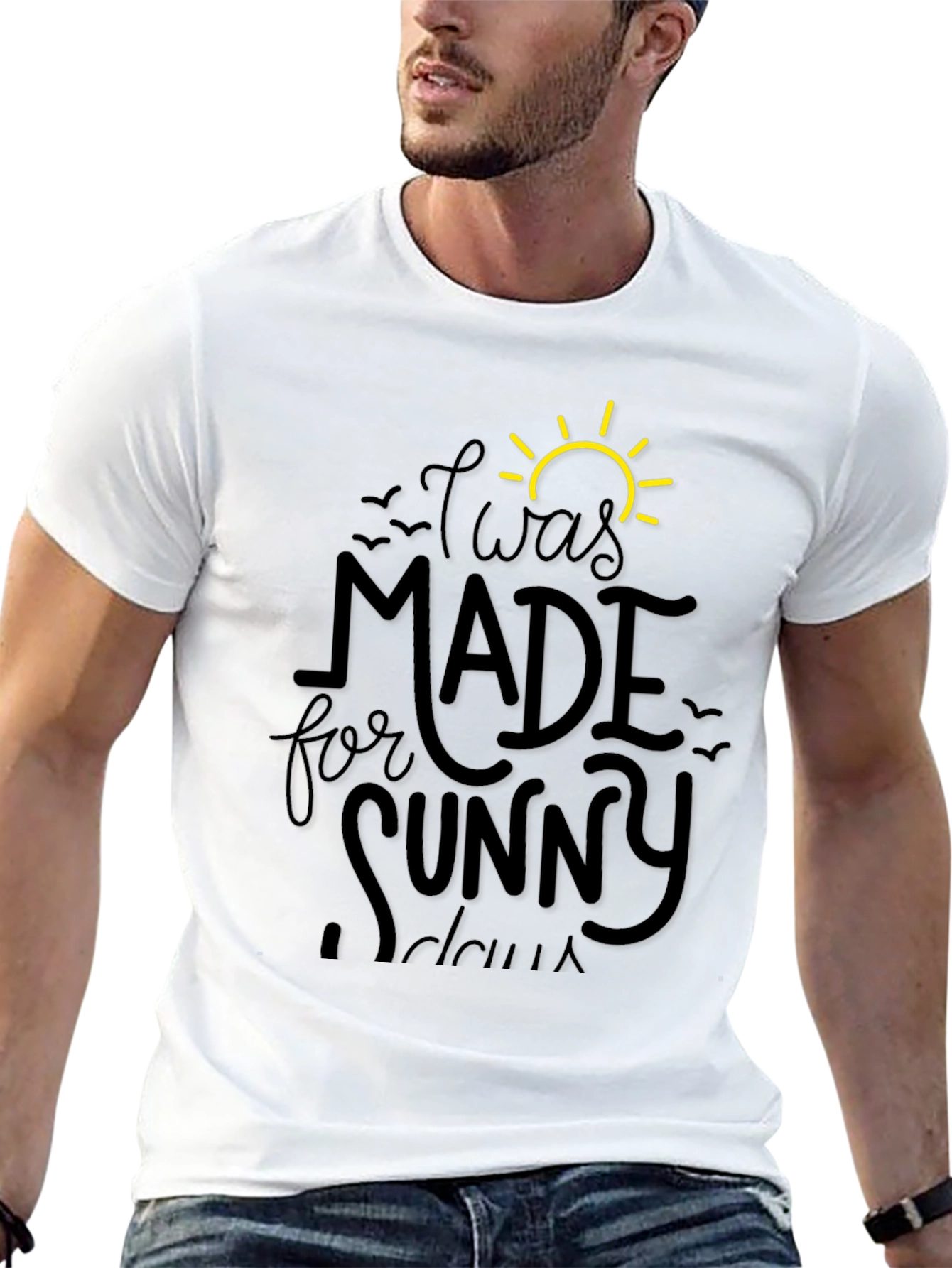 Sunny Days Graphic Tee - Black Cotton T-Shirt