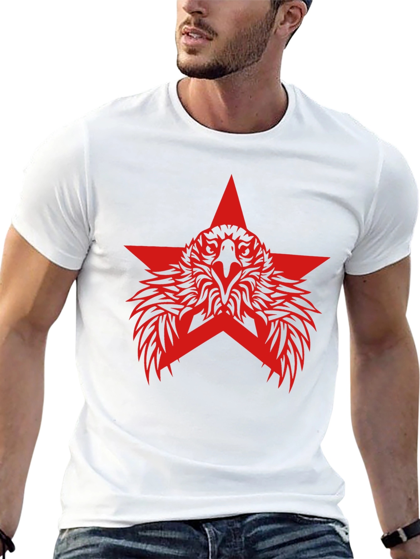 Red Eagle Star Graphic Black T-Shirt