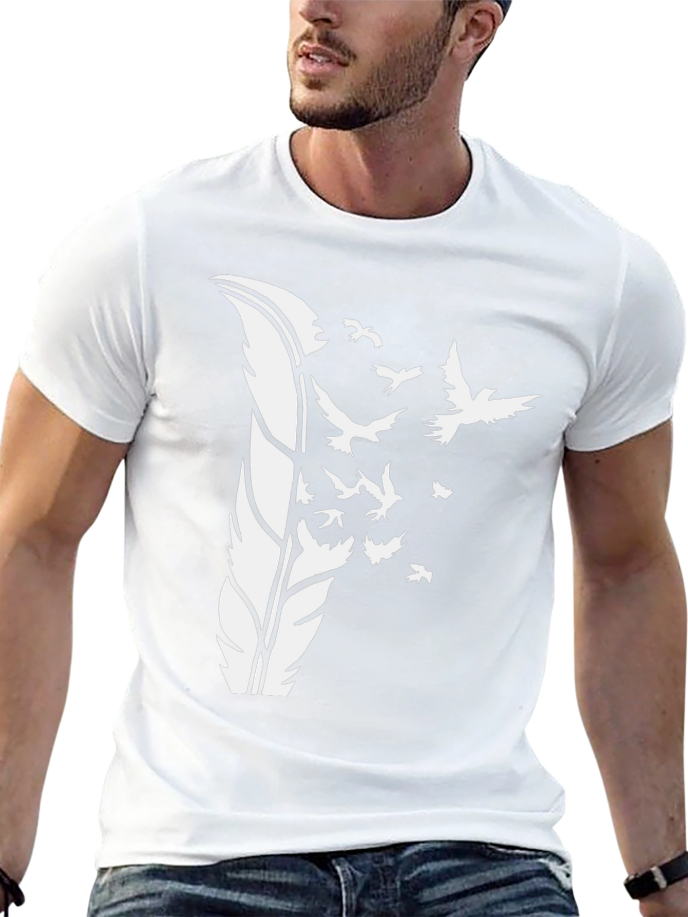 Feather Bird Graphic Tee - Black