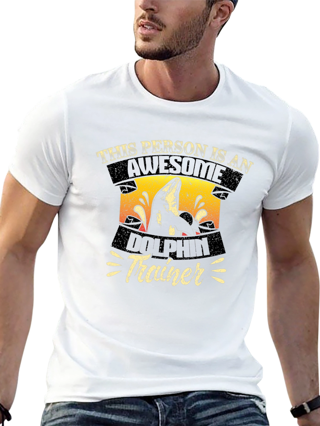 Awesome Dolphin Trainer Black T-Shirt