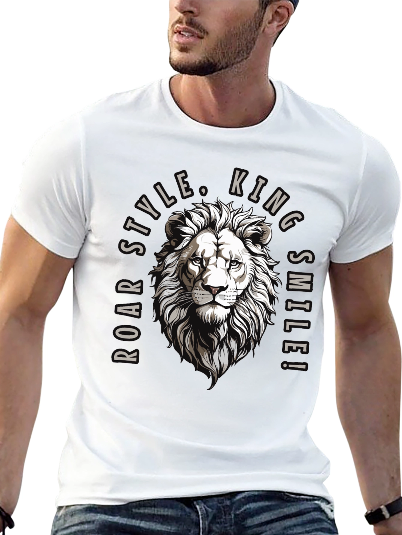 Roar Style King Lion Graphic Black T-Shirt