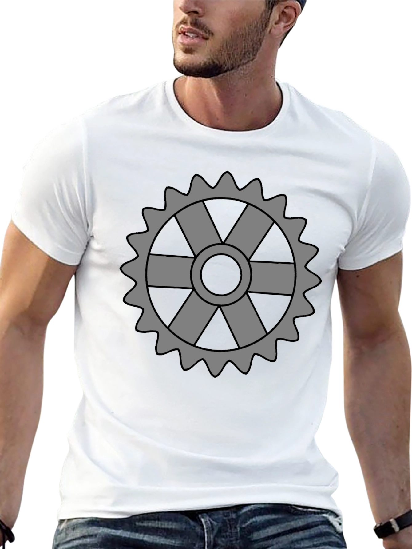 Cog Graphic Tee - Stylish Black Cotton T-Shirt