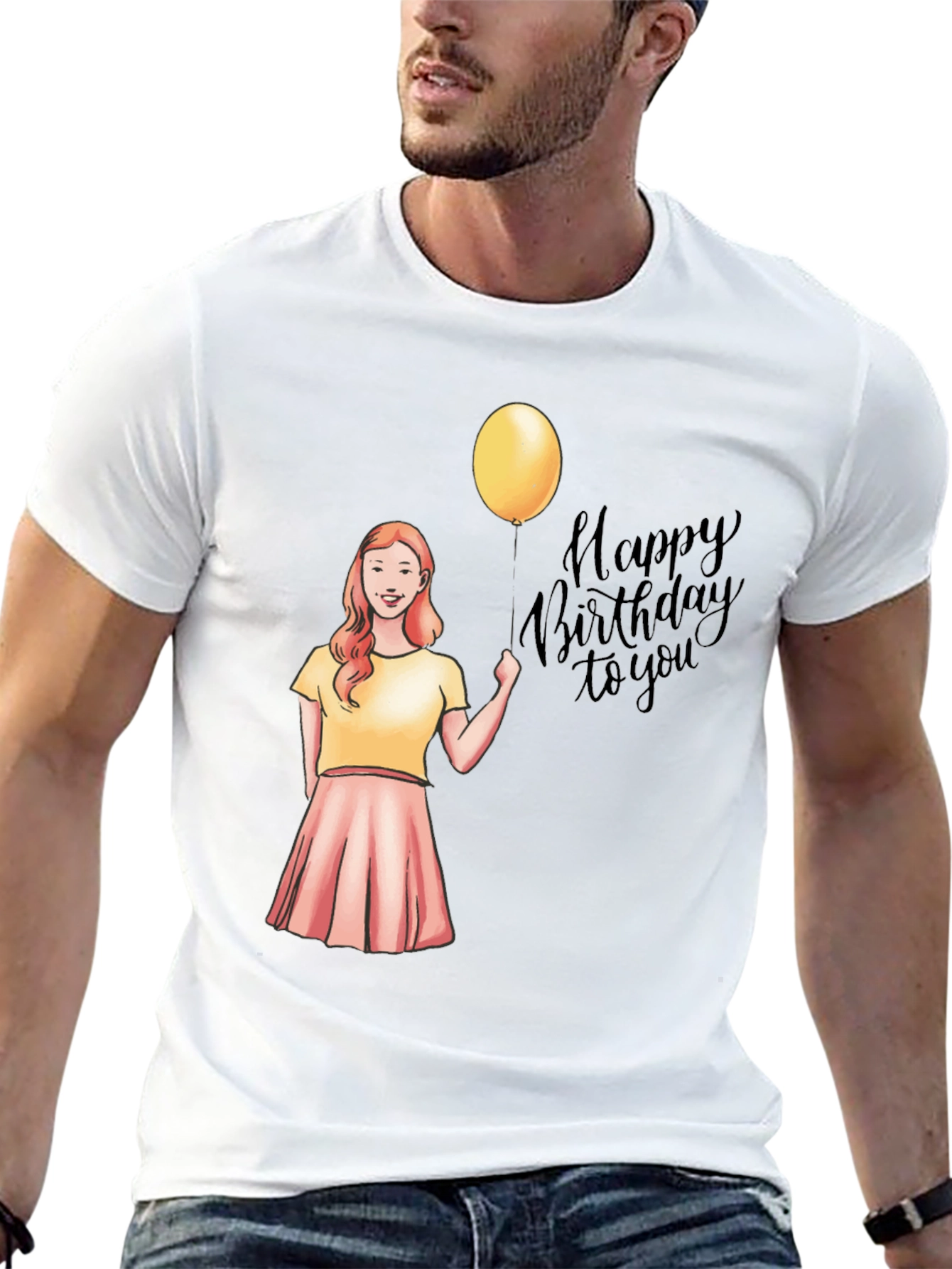 Happy Birthday Girl on Black T-Shirt