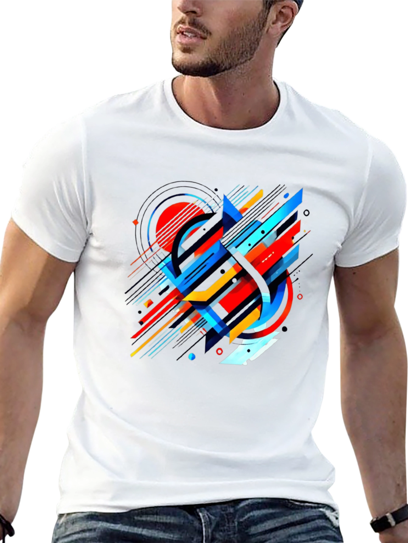 Abstract Geometric Design Black T-Shirt