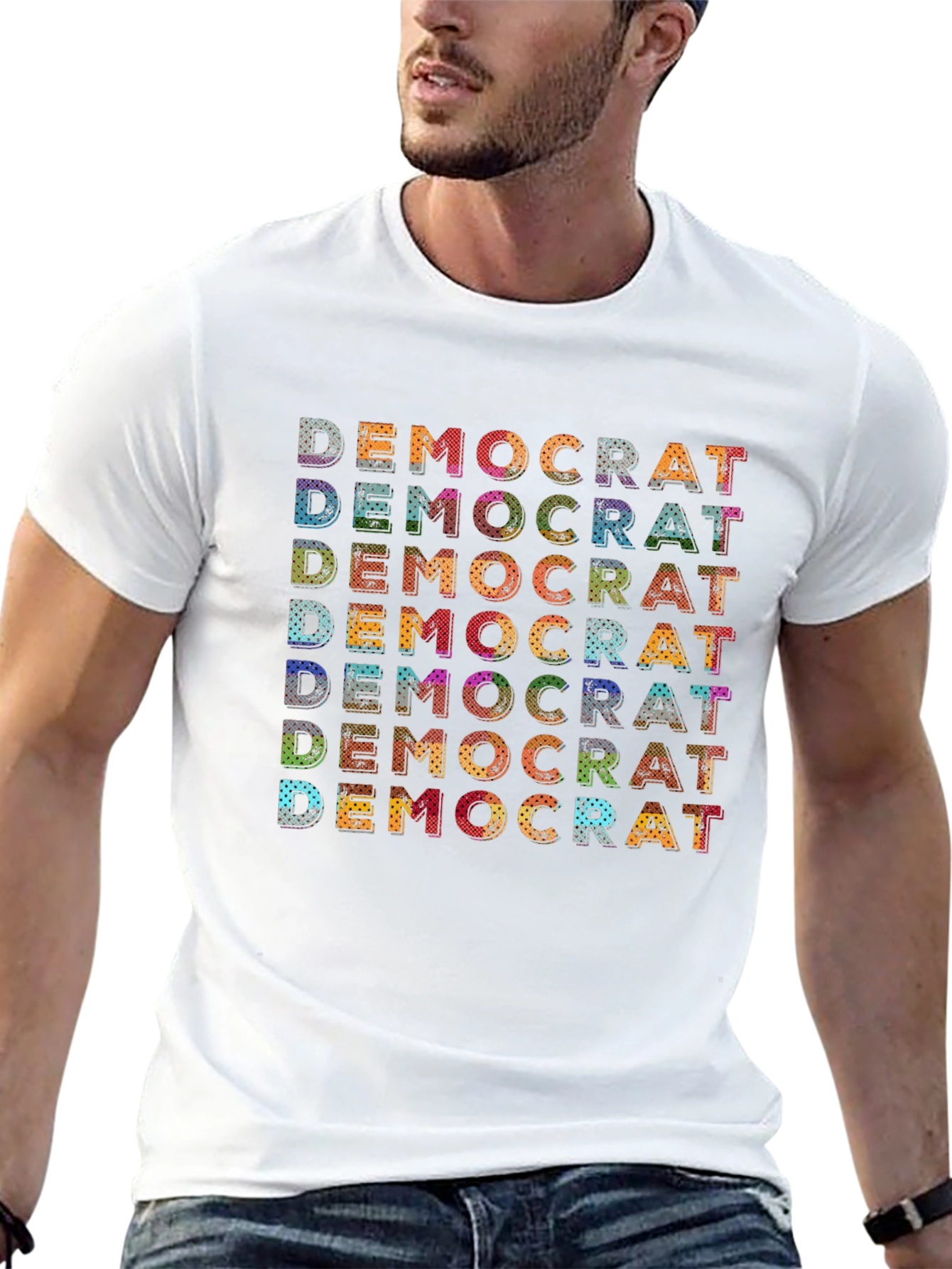 Democrat Retro Word Art Graphic Tee - Black