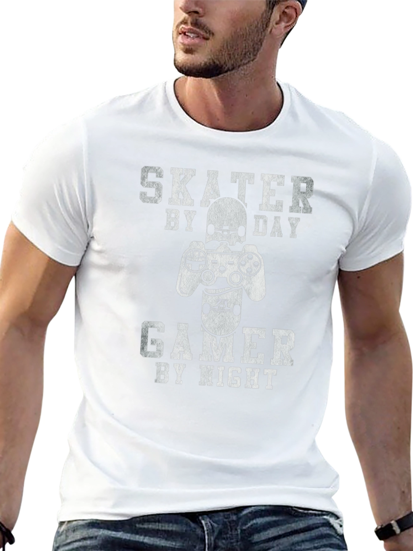 Skater Gamer Graphic Tee - Black Cotton T-Shirt