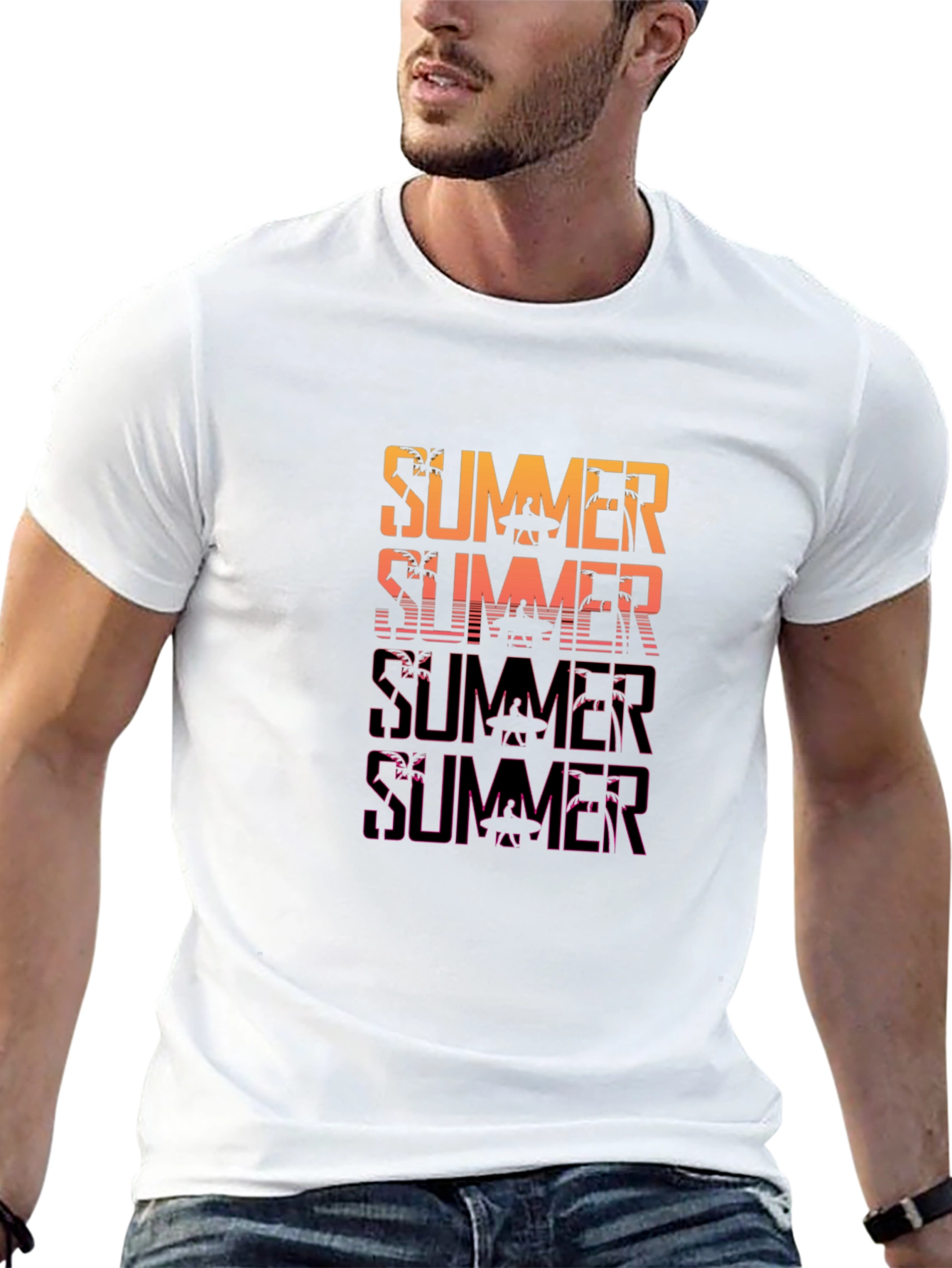 Summer Graphic Print Crew Neck T-Shirt