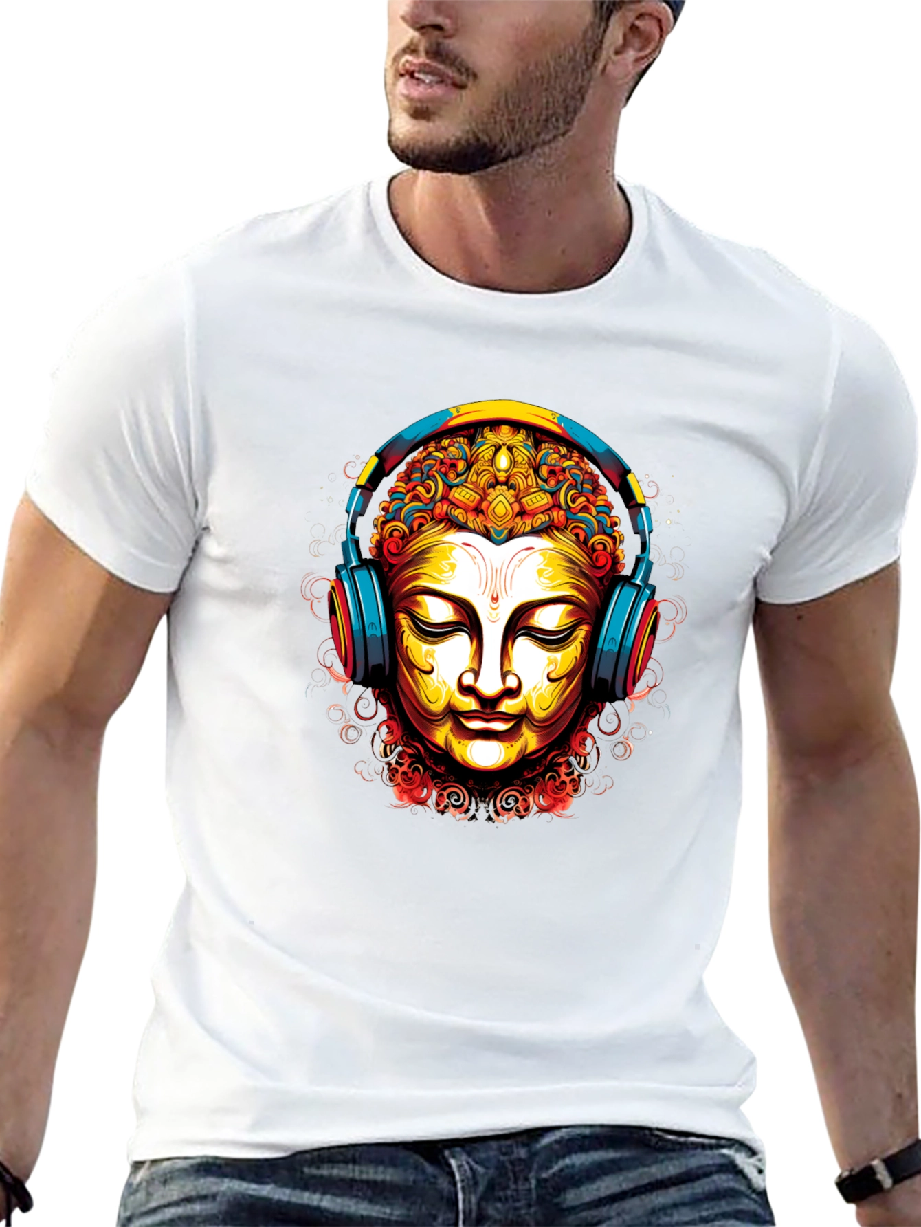 Buddha Headphones Graphic Tee - Black T-Shirt