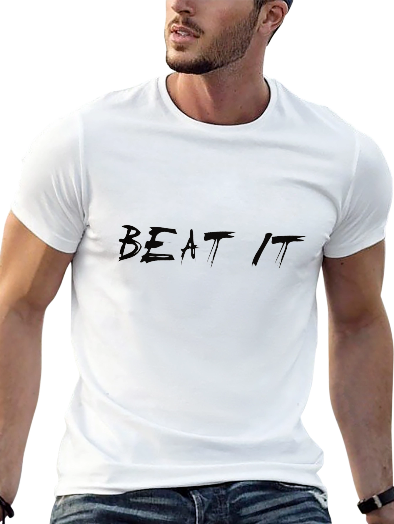 Mens Black Beat It Graphic T-Shirt