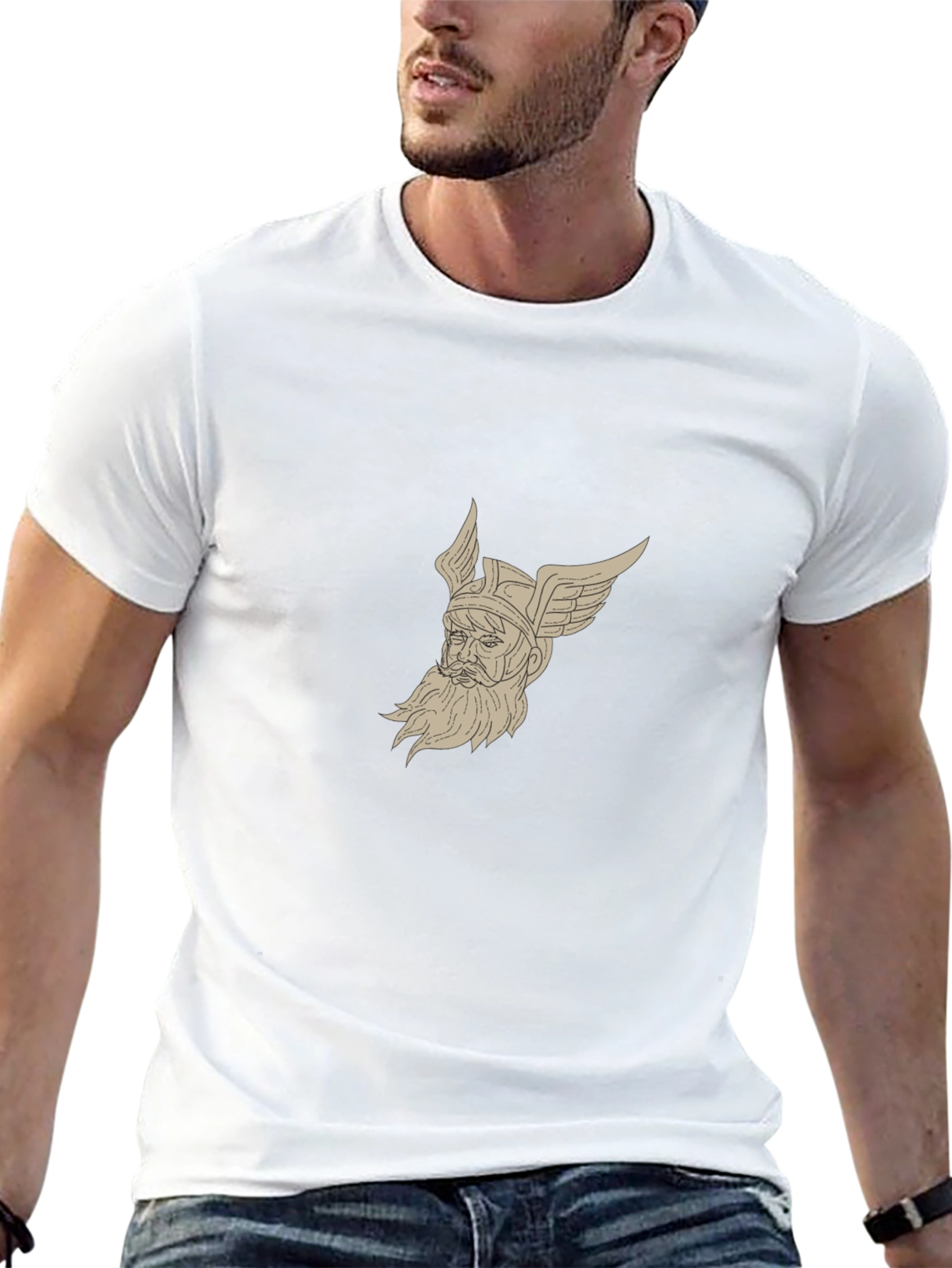Viking Warrior Graphic Tee - Black Cotton Blend