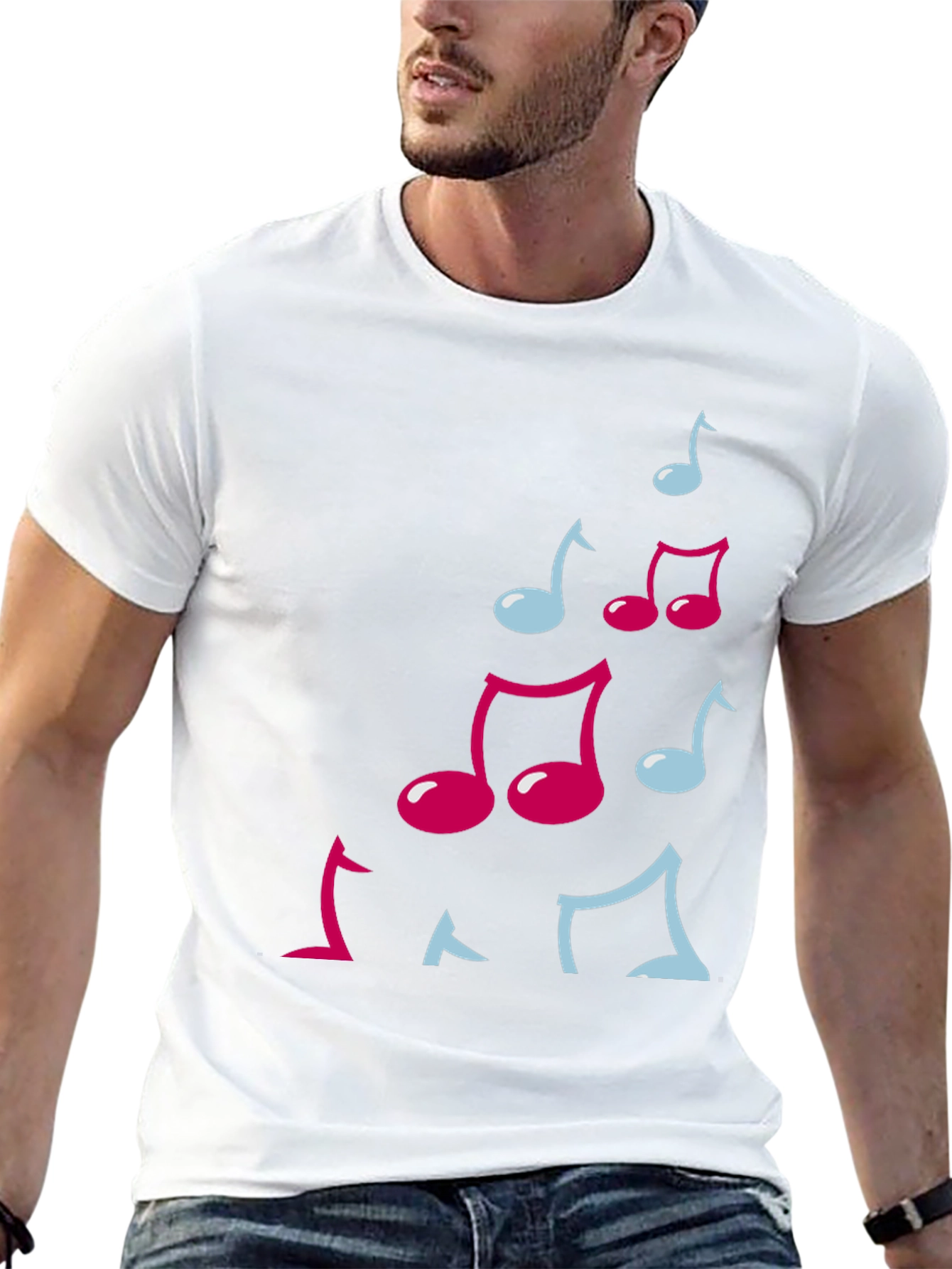 Musical Notes Graphic Black T-Shirt