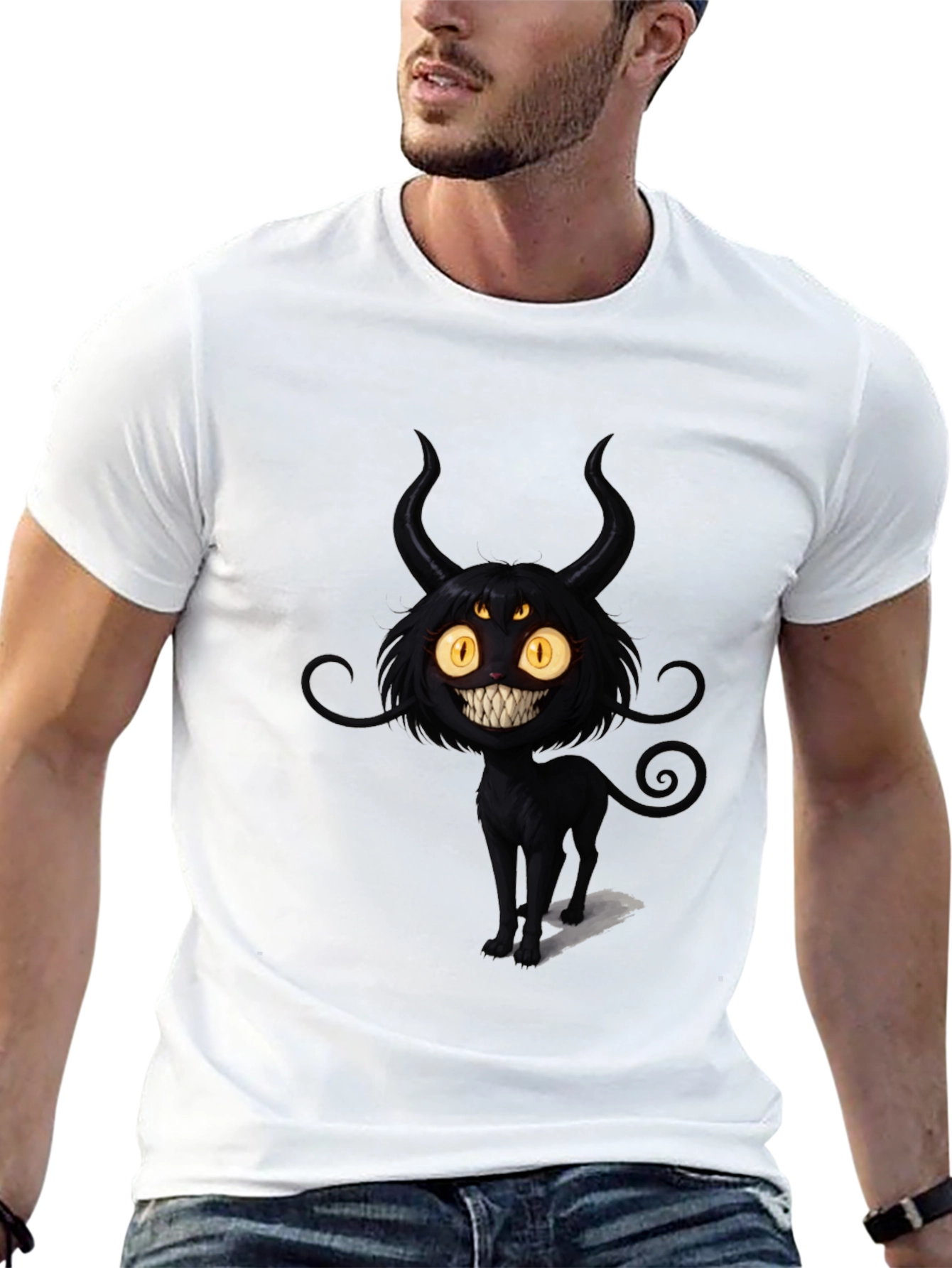 Black Cat Devil Graphic T-Shirt