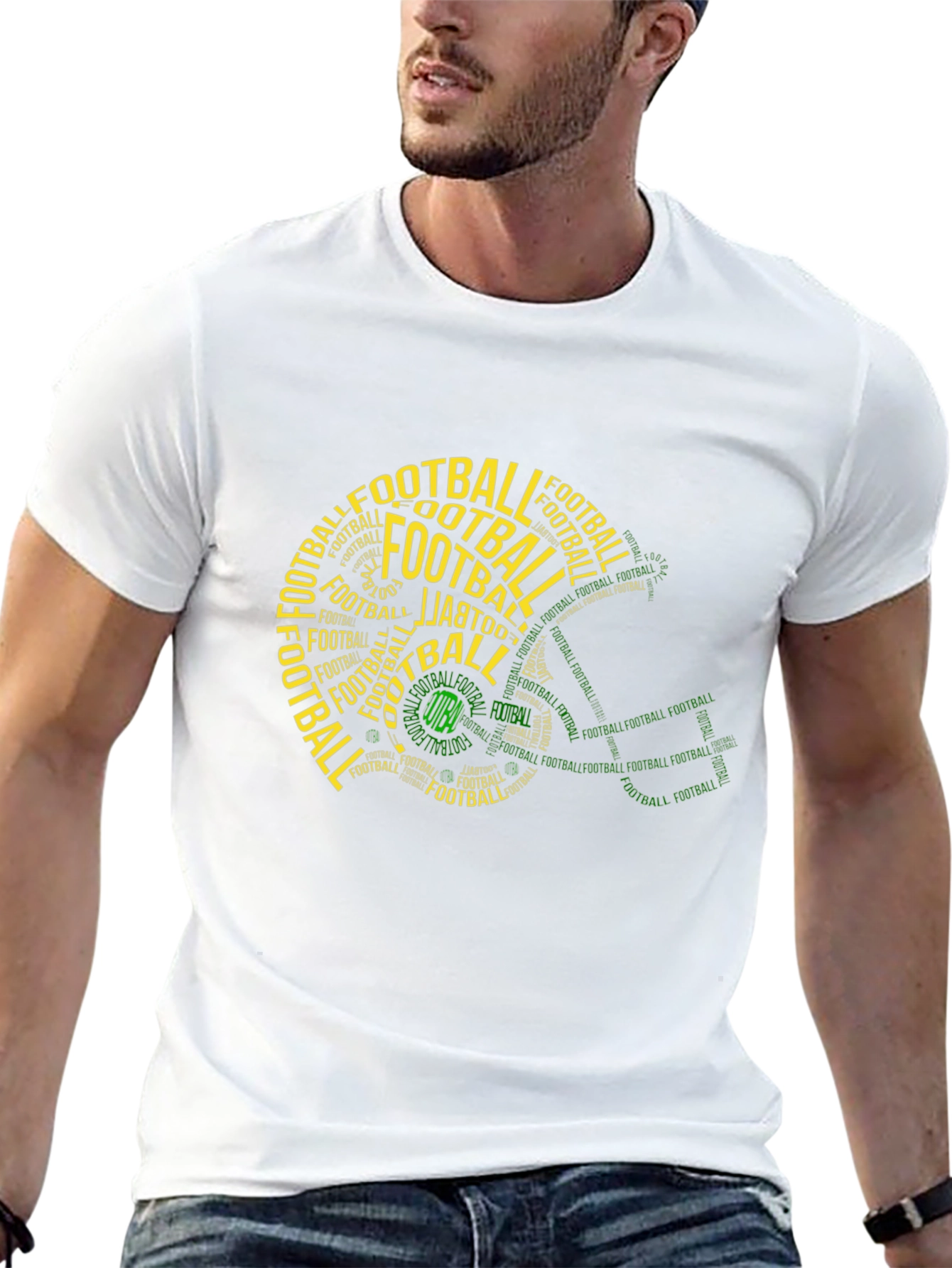 Football Helmet Word Art T-Shirt