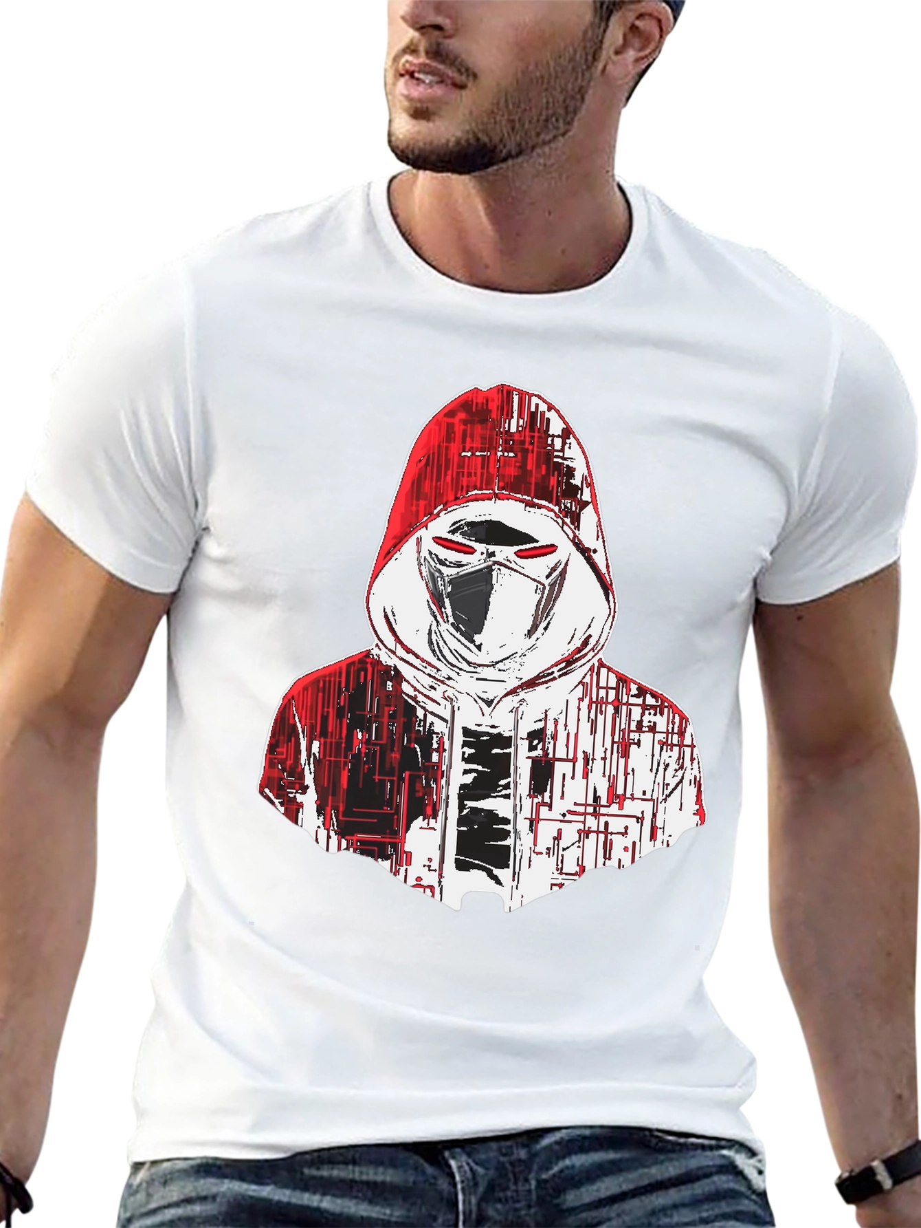 Techwear Masked Hoodie Graphic T-Shirt