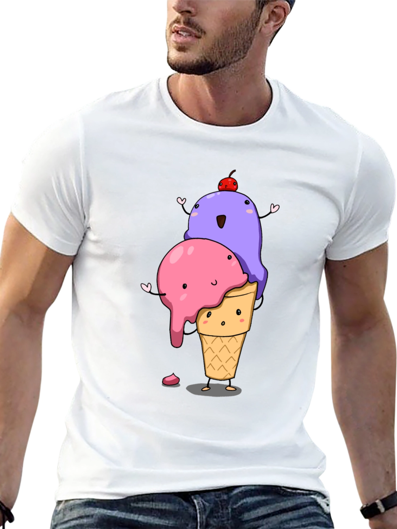 Cartoon Ice Cream T-Shirt - Cute Dessert Graphic Tee
