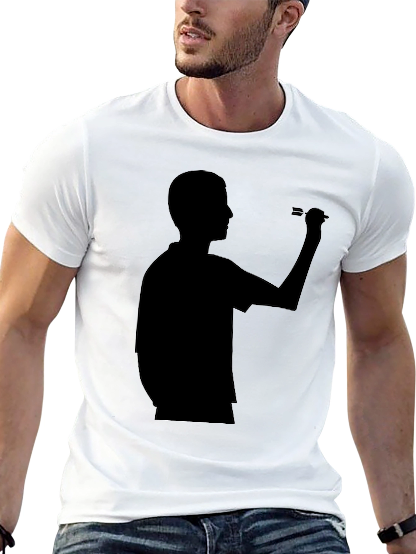 Darts Player Silhouette Graphic Tee - Black