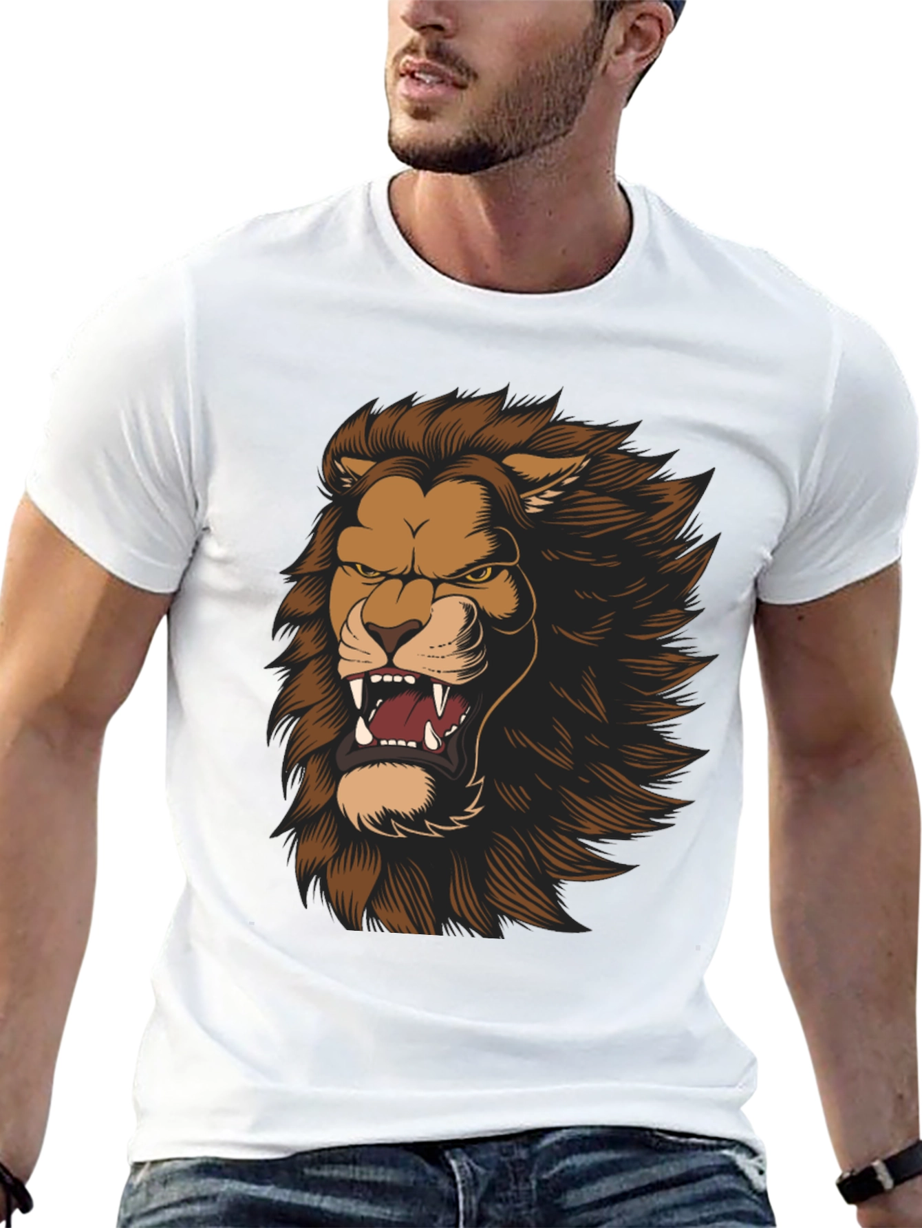 Lion Graphic Print Black T-Shirt