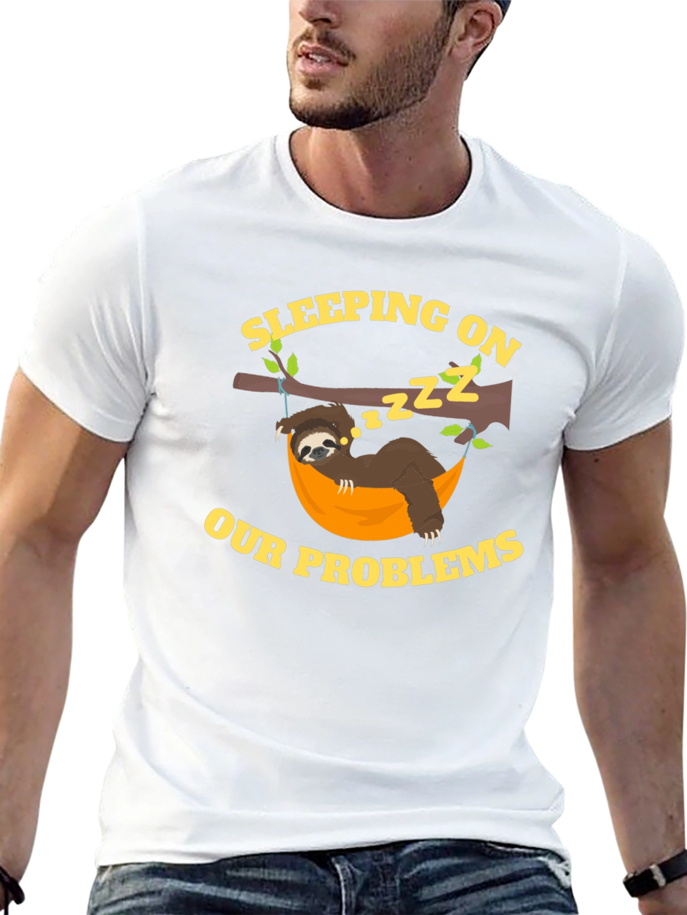 Sleeping on Our Problems Sloth Graphic Tee