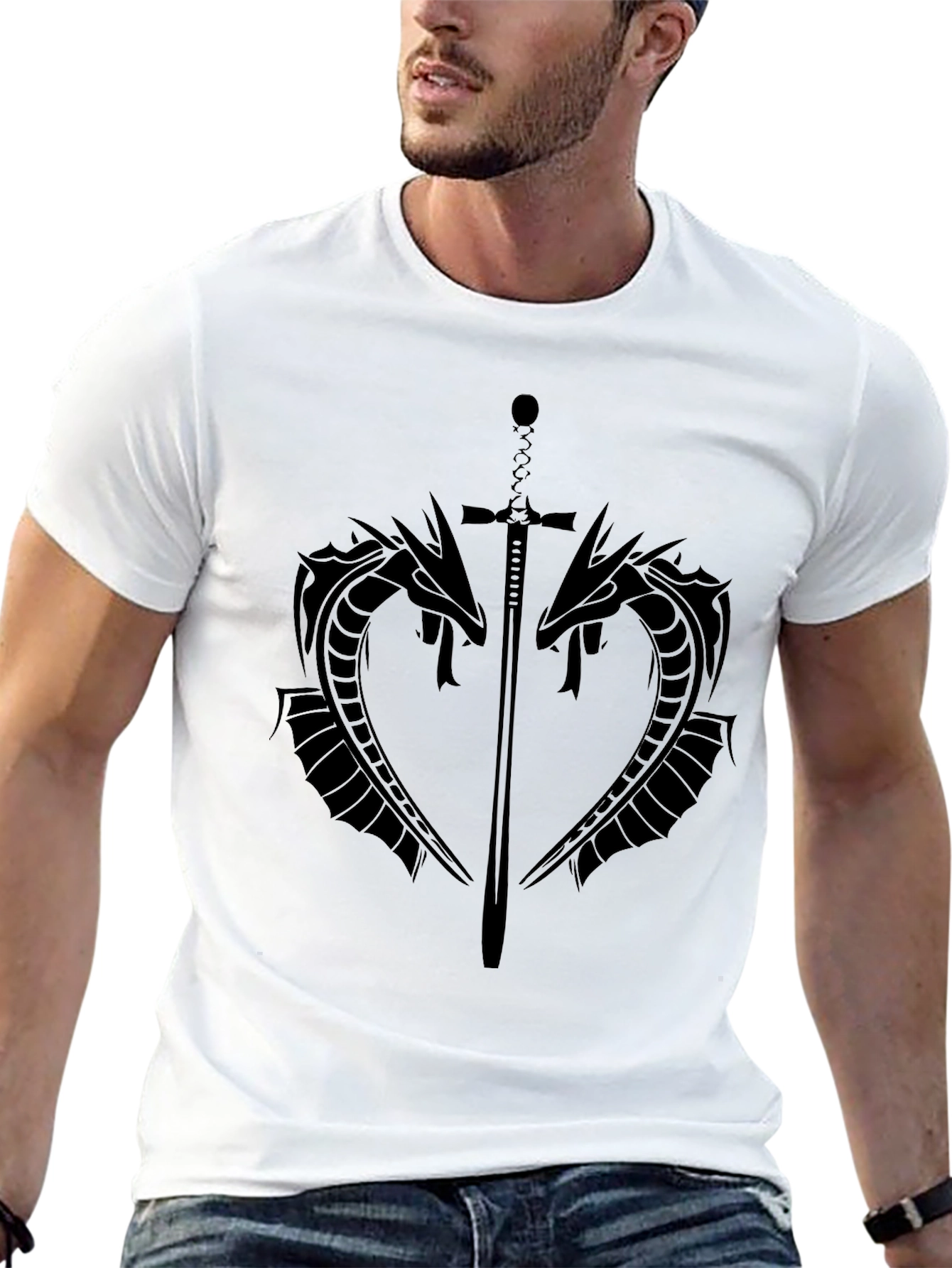 Dragon & Sword Graphic Tee - Black
