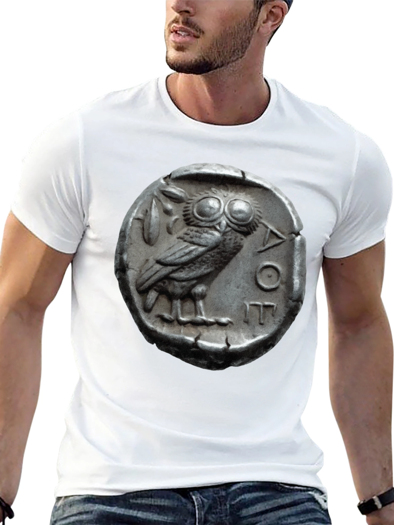 Ancient Owl Coin Graphic Tee - Athens Tetradrachm T-Shirt