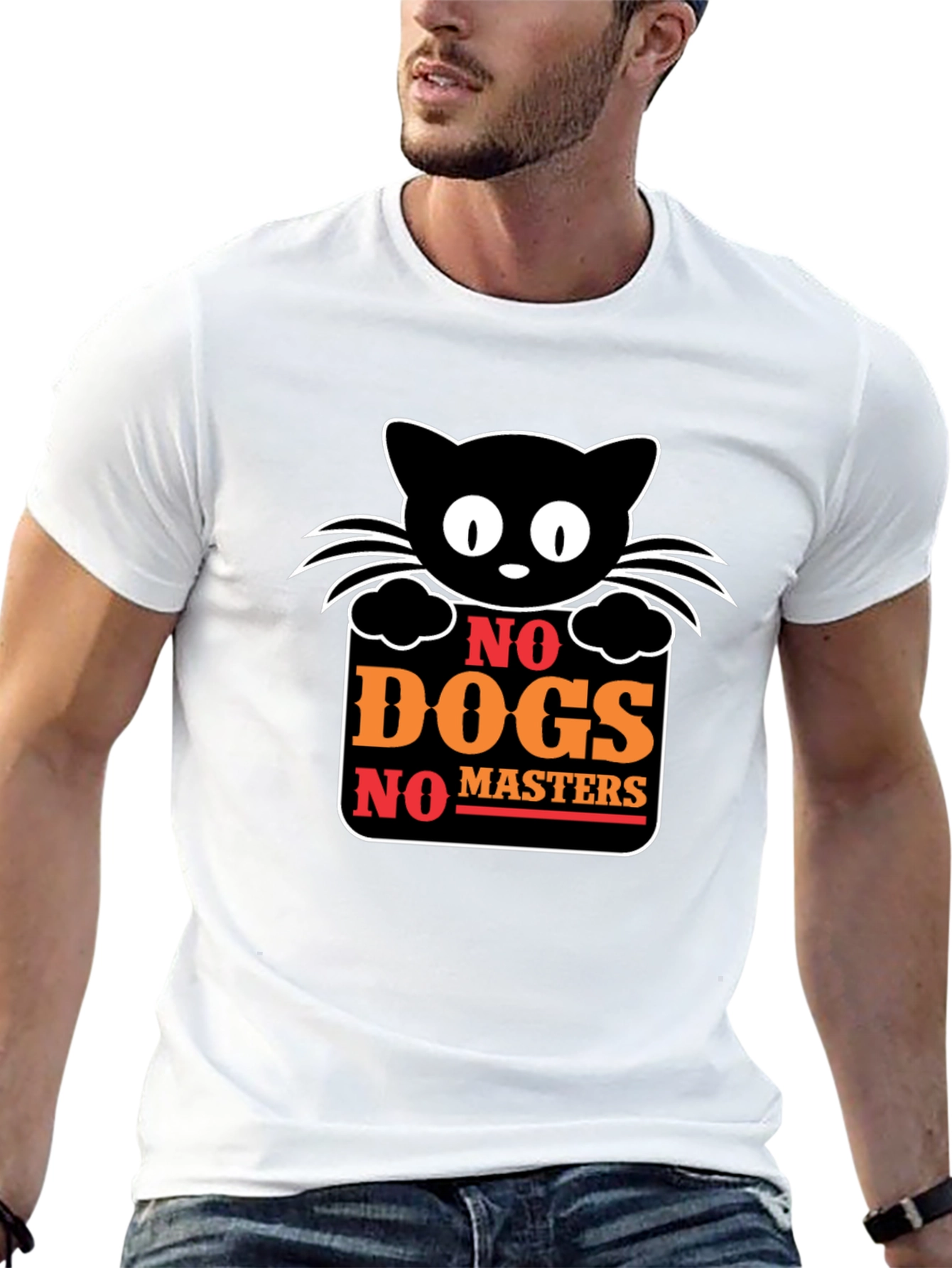 No Dogs No Masters Cat Graphic T-Shirt
