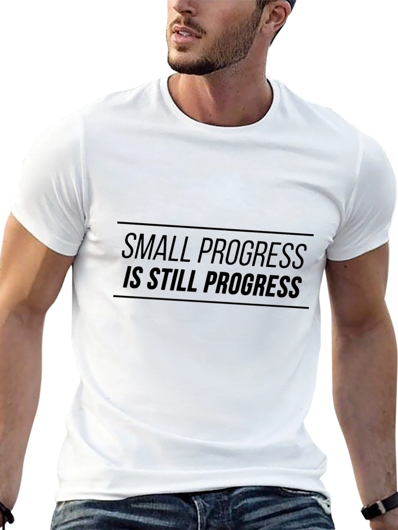 Motivational Small Progress Black T-Shirt