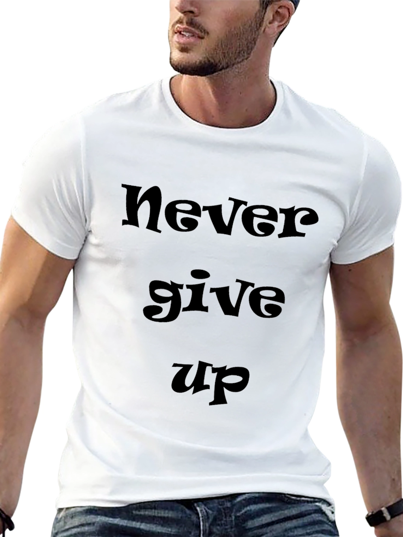 Motivational Never Give Up Black T-Shirt