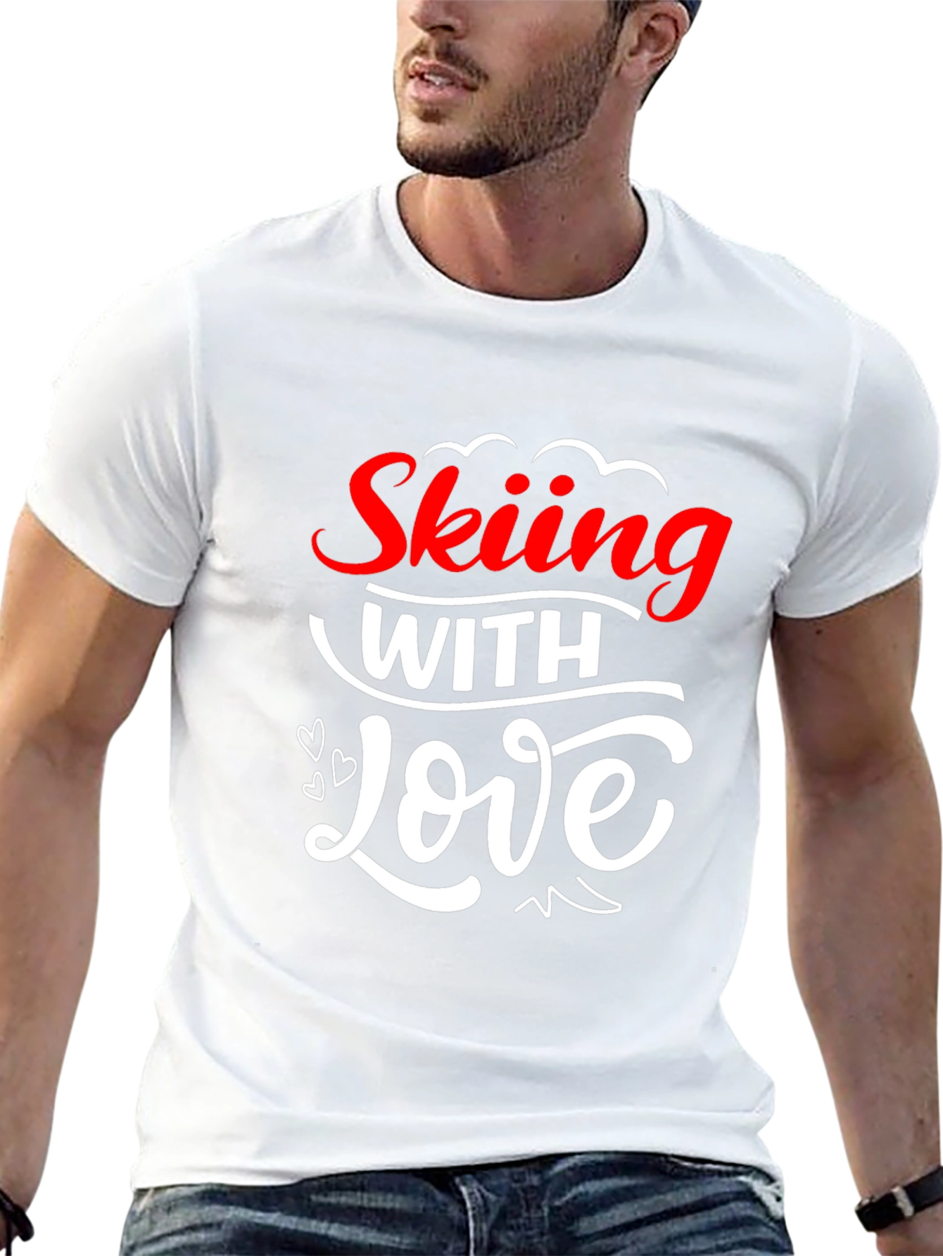 Skiing With Love Graphic T-Shirt - Black