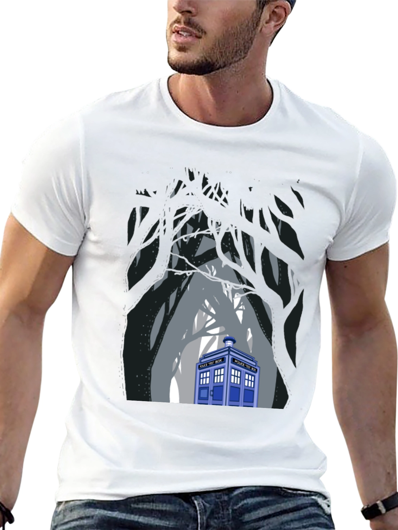 TARDIS Forest Black T-Shirt