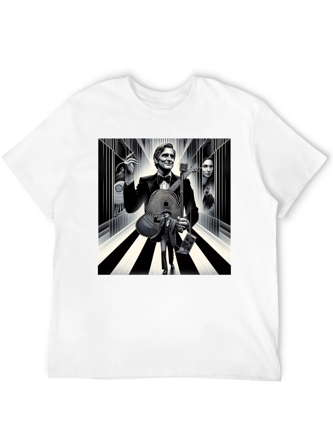 Retro Music T-Shirt - Mens Black Graphic Tee
