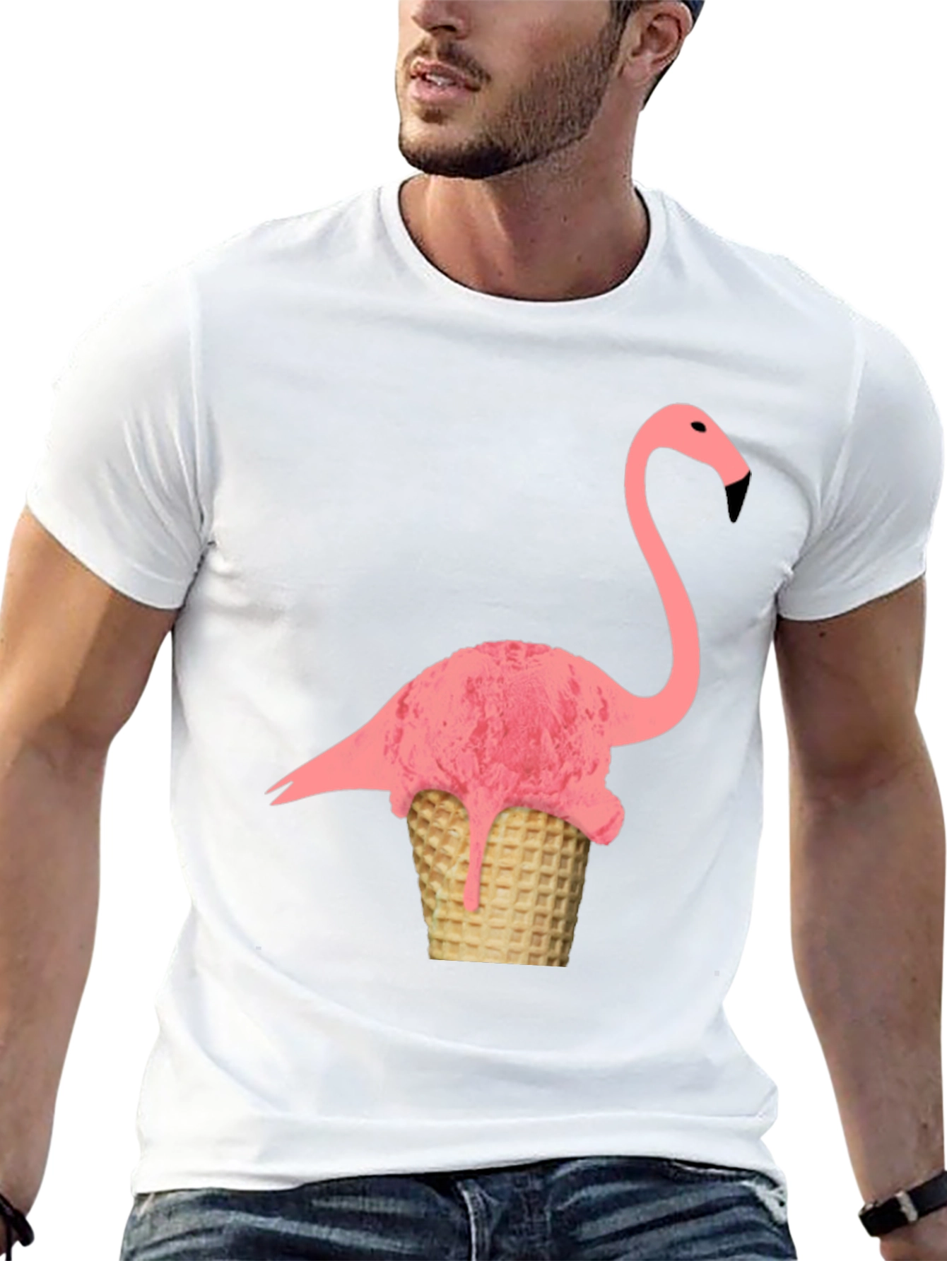 Flamingo Ice Cream Cone Graphic Tee