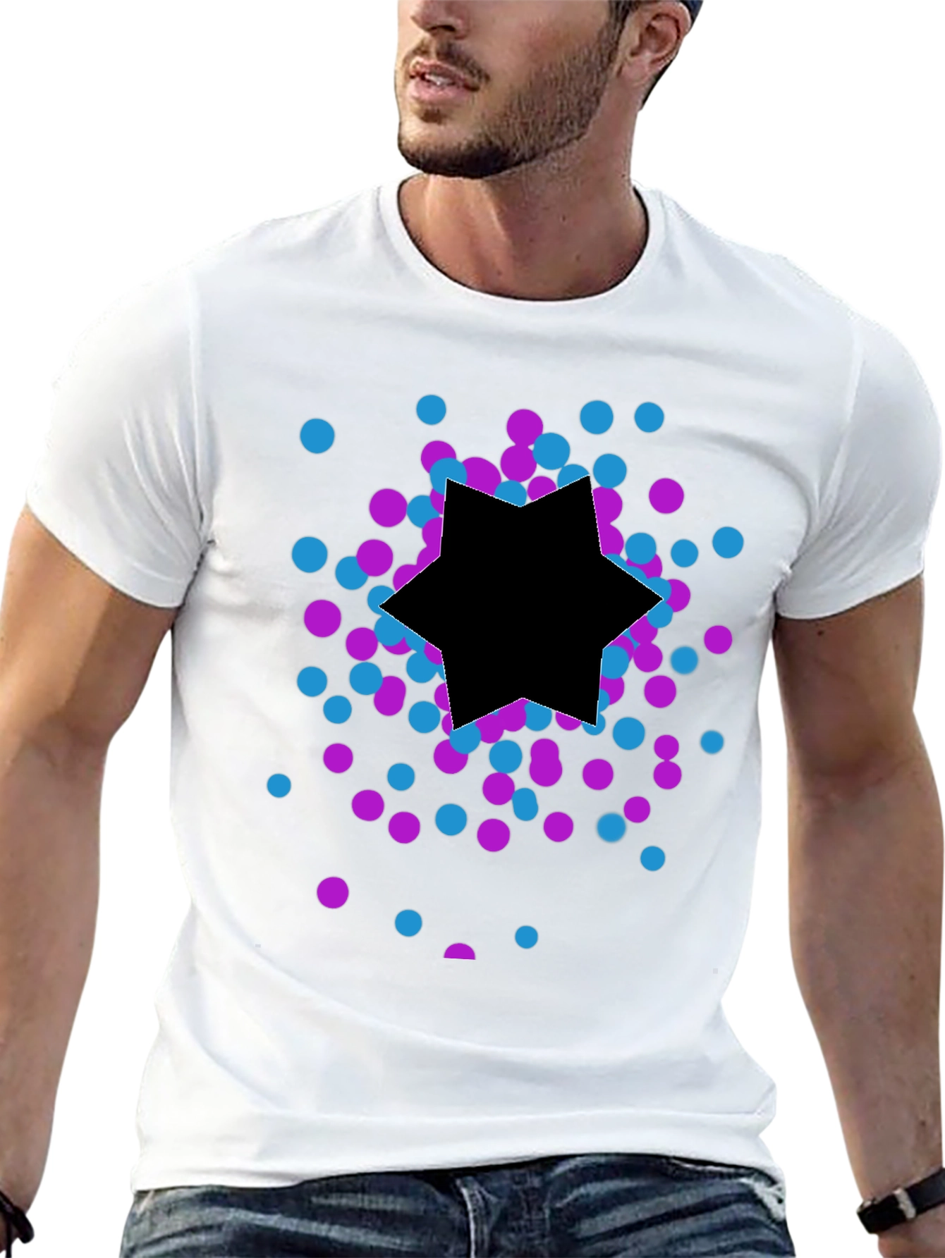 Modern Graphic Tee - Star Confetti Design