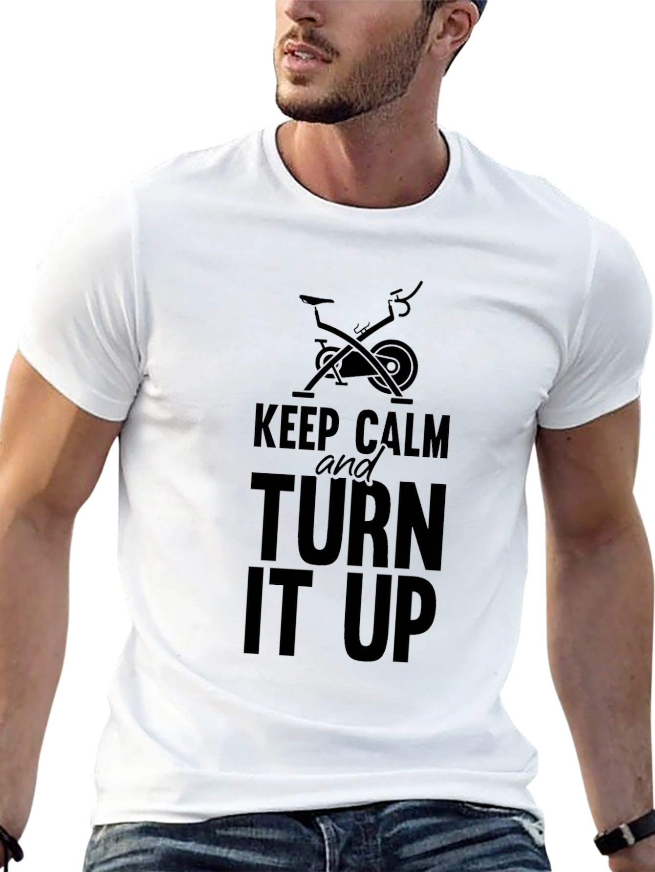 Keep Calm and Turn It Up Black Graphic Tee
