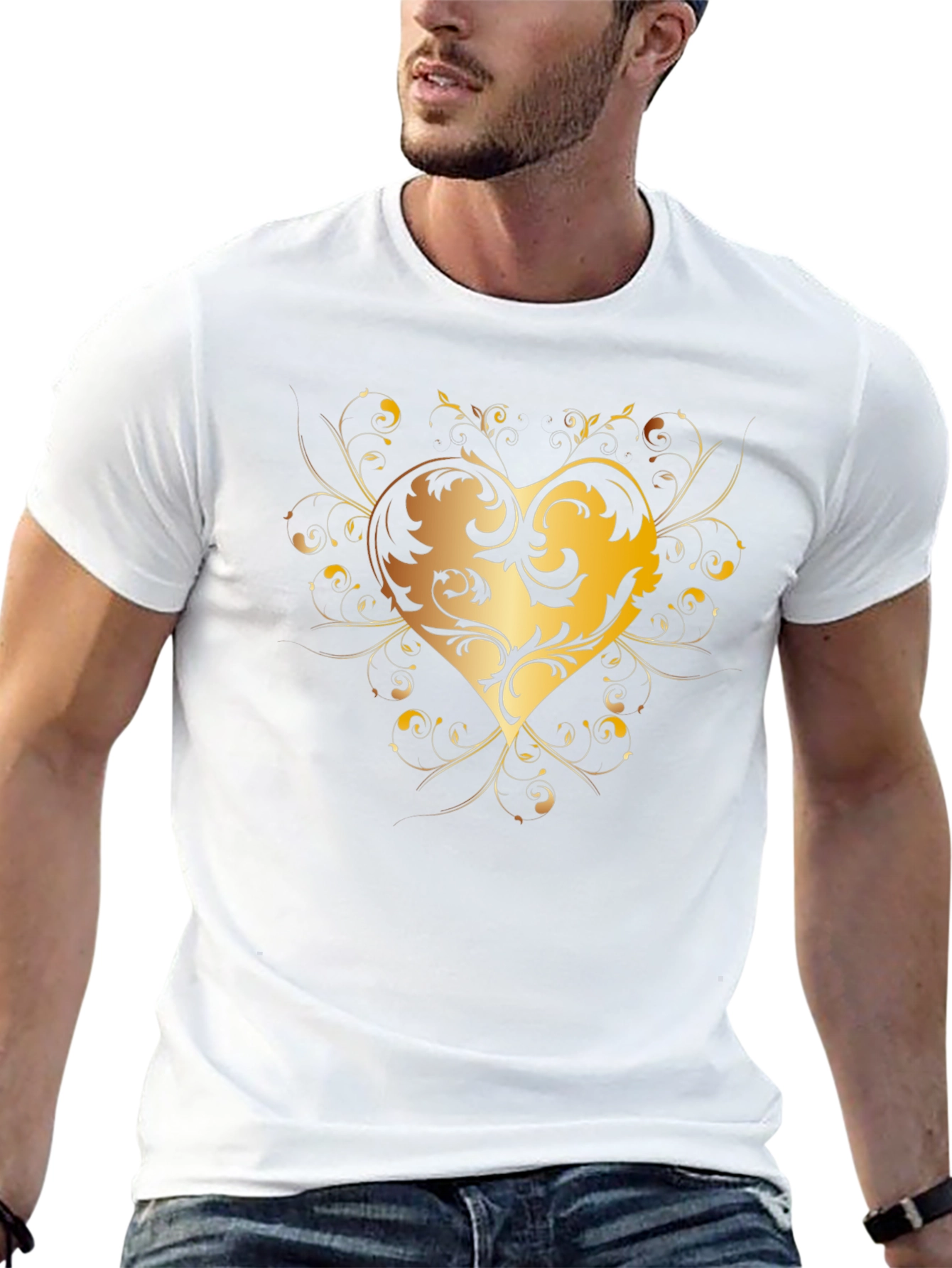 Golden Heart Swirl Black Tee