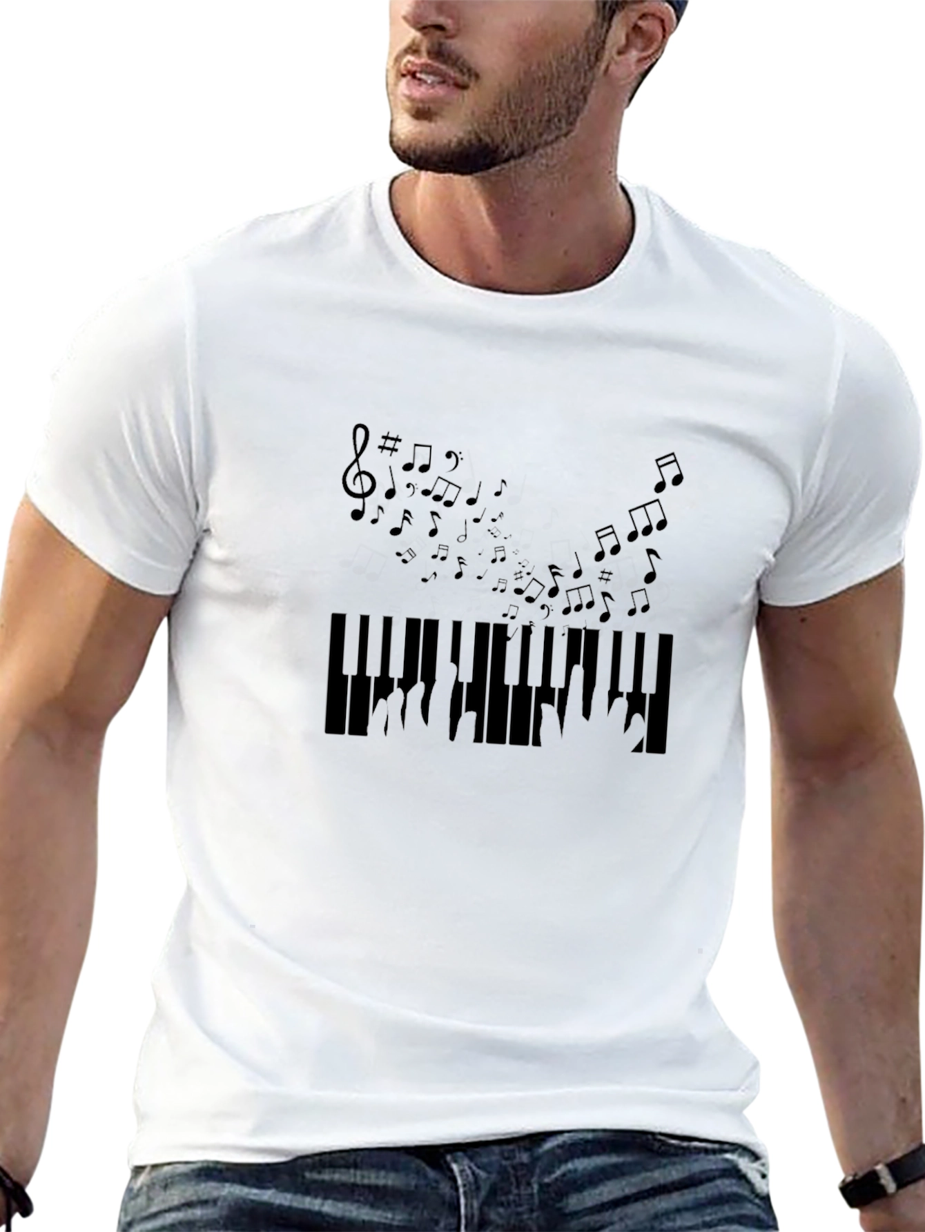 Musical Piano Keys Graphic Tee - Black