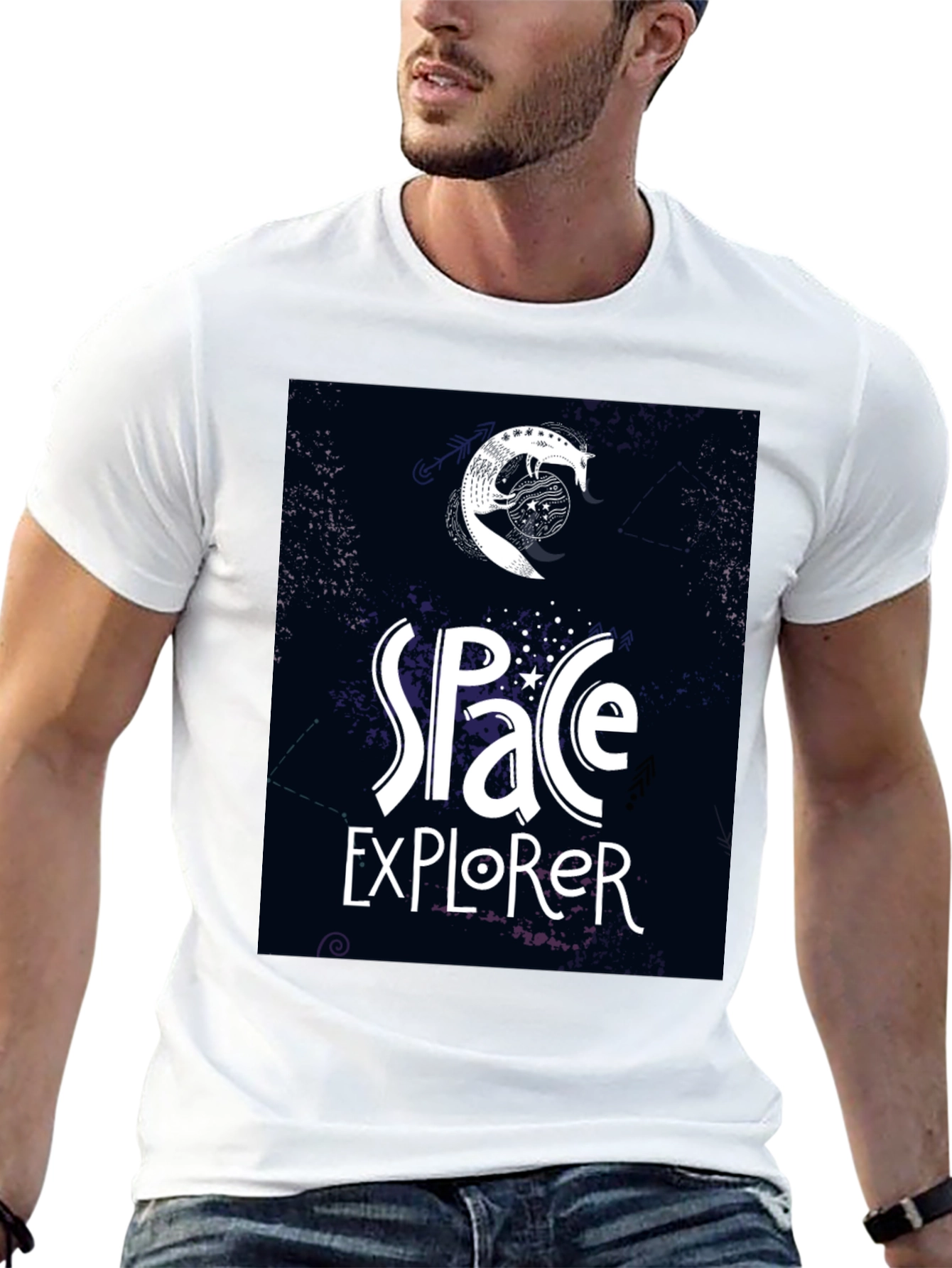Space Explorer Graphic Tee - Black Casual T-Shirt