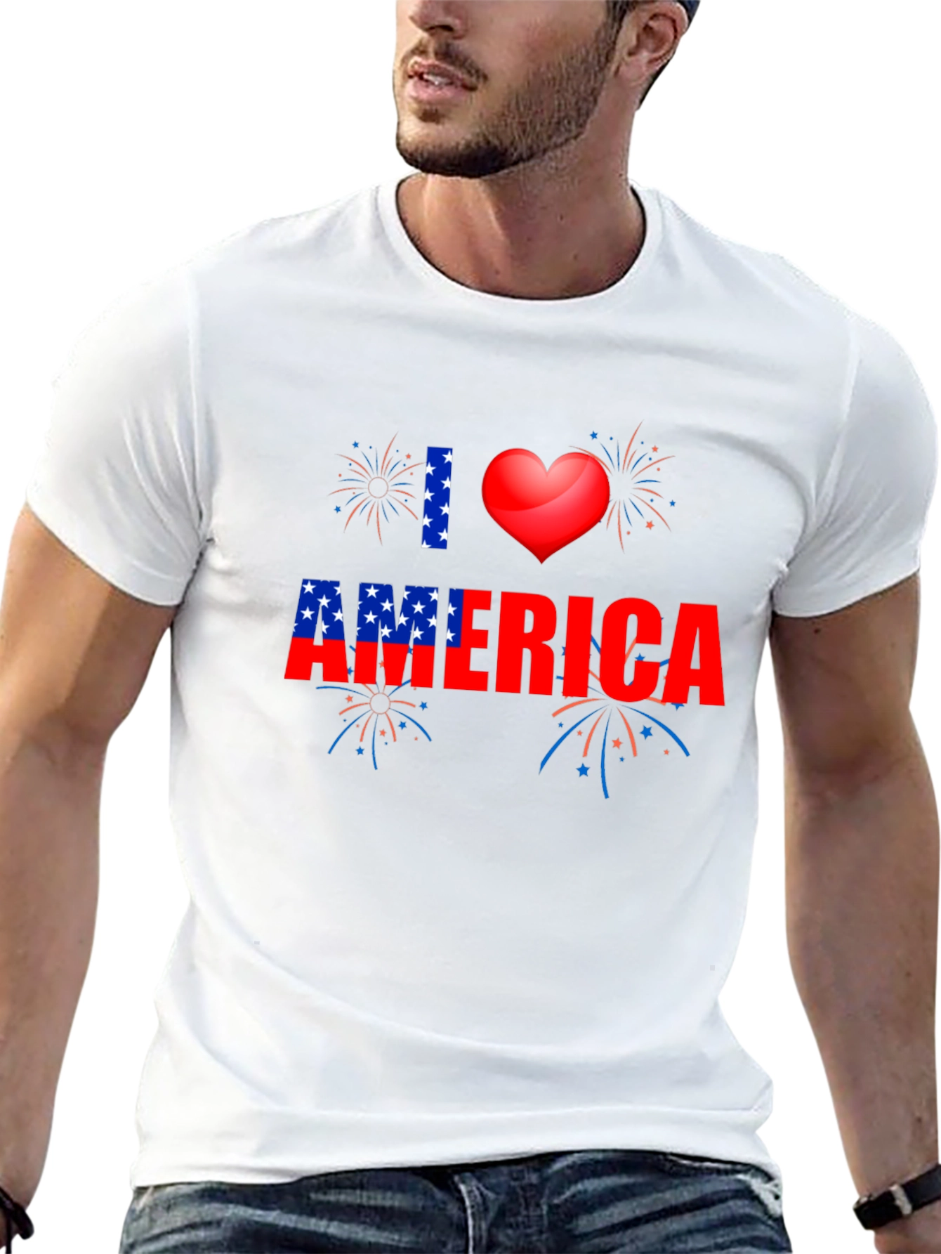 Patriotic I Heart America Black T-Shirt