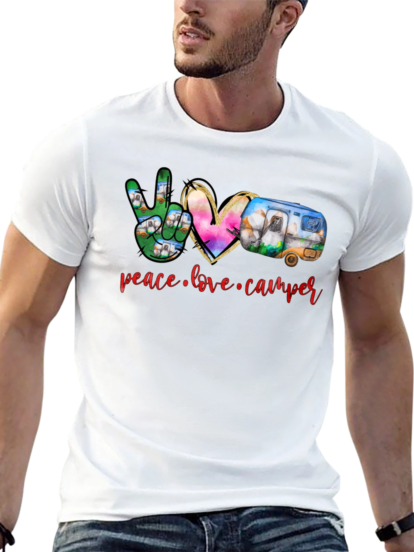 Peace Love Camper T-Shirt - Camping Adventure Tee