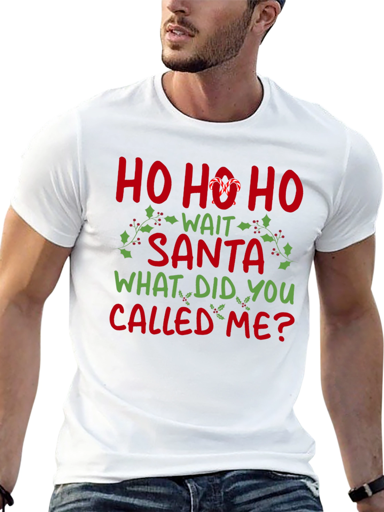 Funny Christmas T-Shirt - Ho Ho Ho Wait Santa