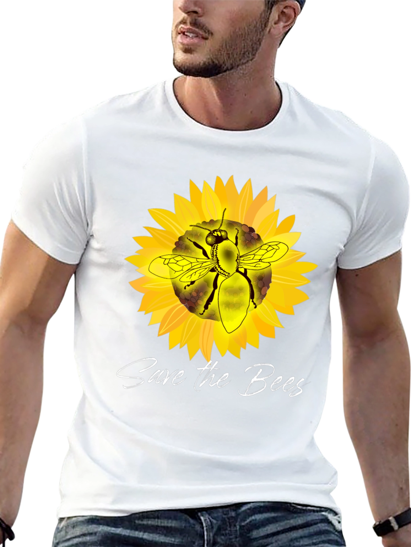 Save the Bees Sunflower Graphic T-Shirt
