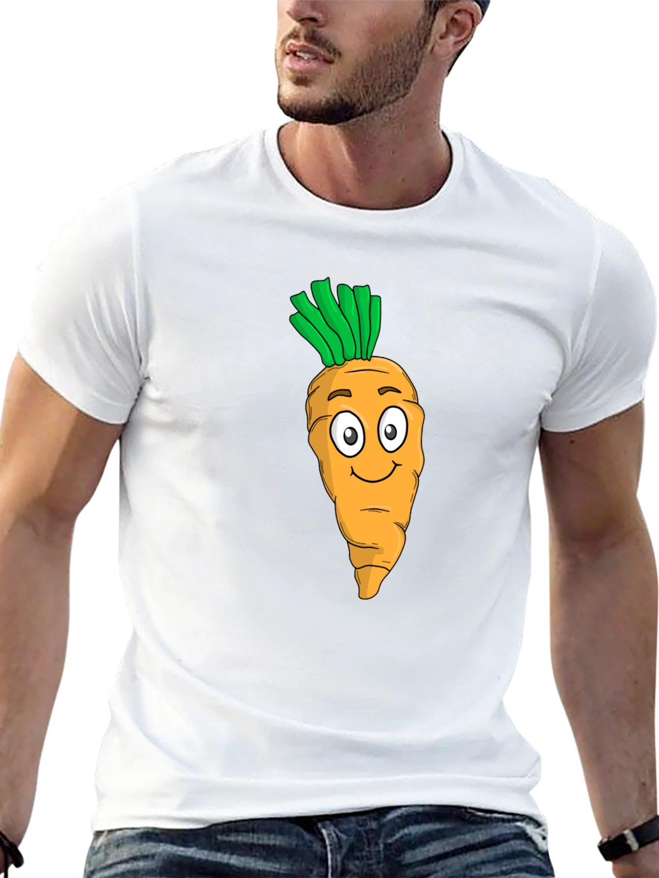 Carrot Cartoon Graphic Tee - Black T-Shirt